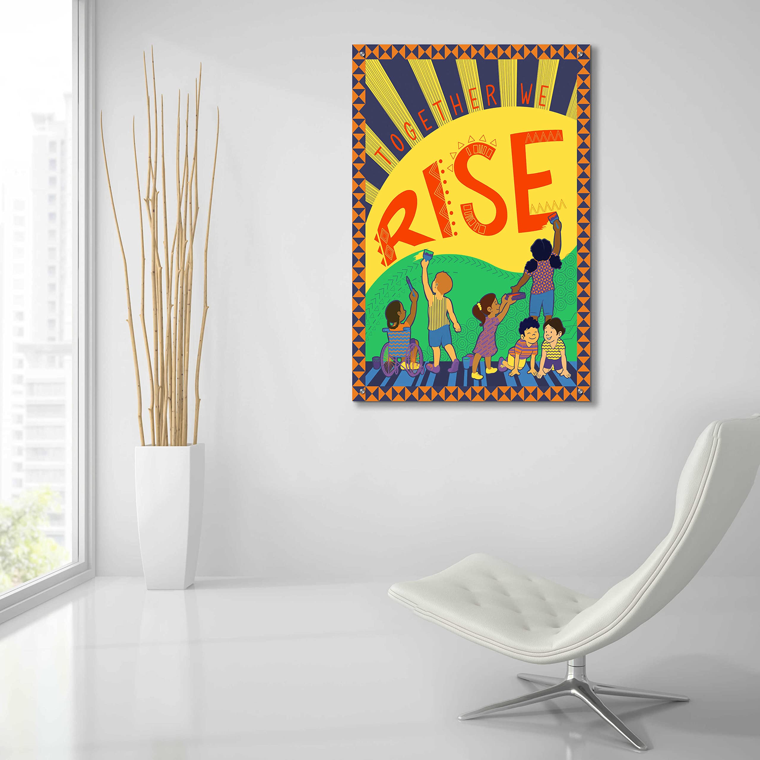 Epic Art 'Together We Rise' by Kris Duran - 24x36 Inch Acrylic Glass Wall Art Painting - Modern Home & Office Decor for Living Room, Bedroom, or Workspace