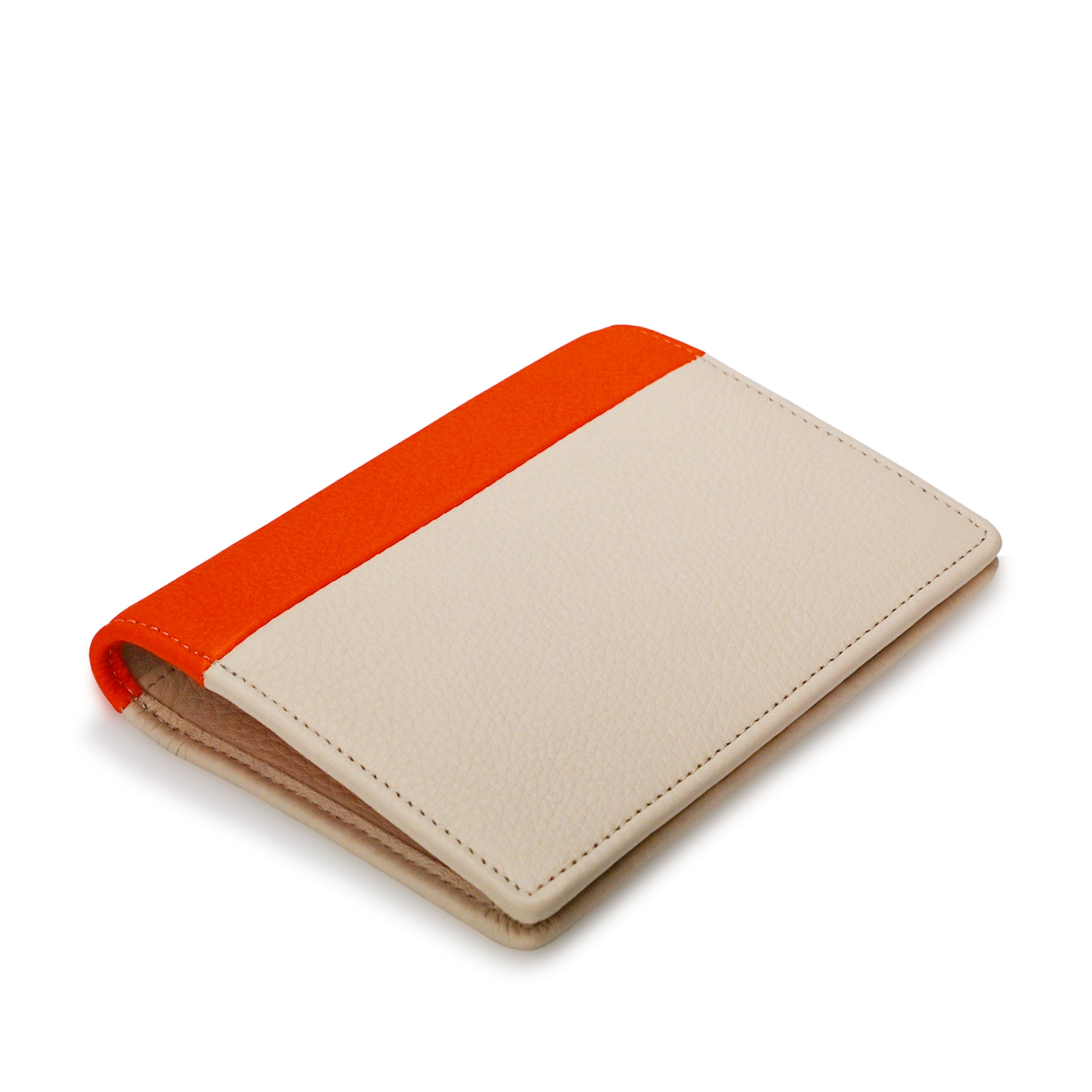 Premium Leather Passport Holder - Clementine & Sand Stripe Design - RFID Blocking Travel Accessory for Men & Women - Perfect for International Trips & Business Travel