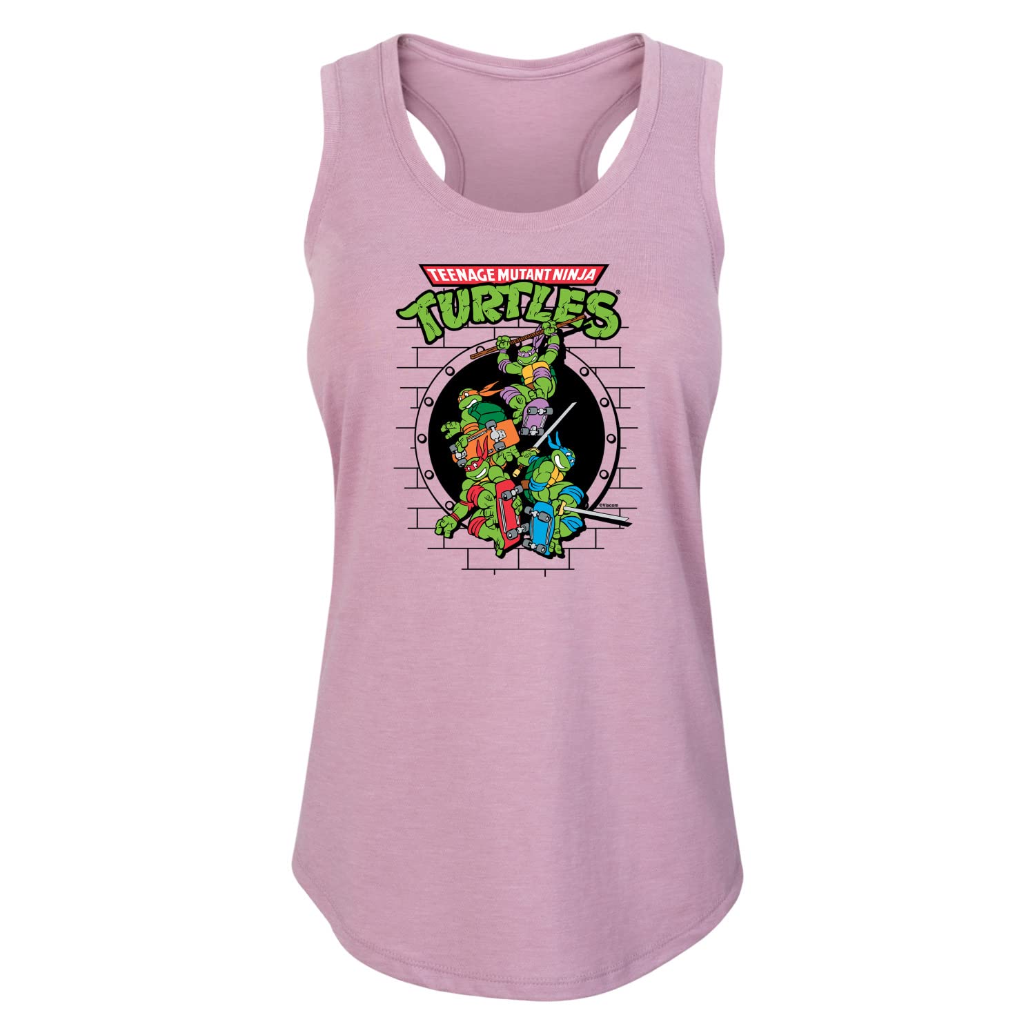 HYBRID APPAREL Teenage Mutant Ninja Turtles Sewer Skateboard Women's Racerback Tank Top - TMNT Graphic Muscle Tank for Women - Perfect for Skateboarding, Cosplay & Casual Wear