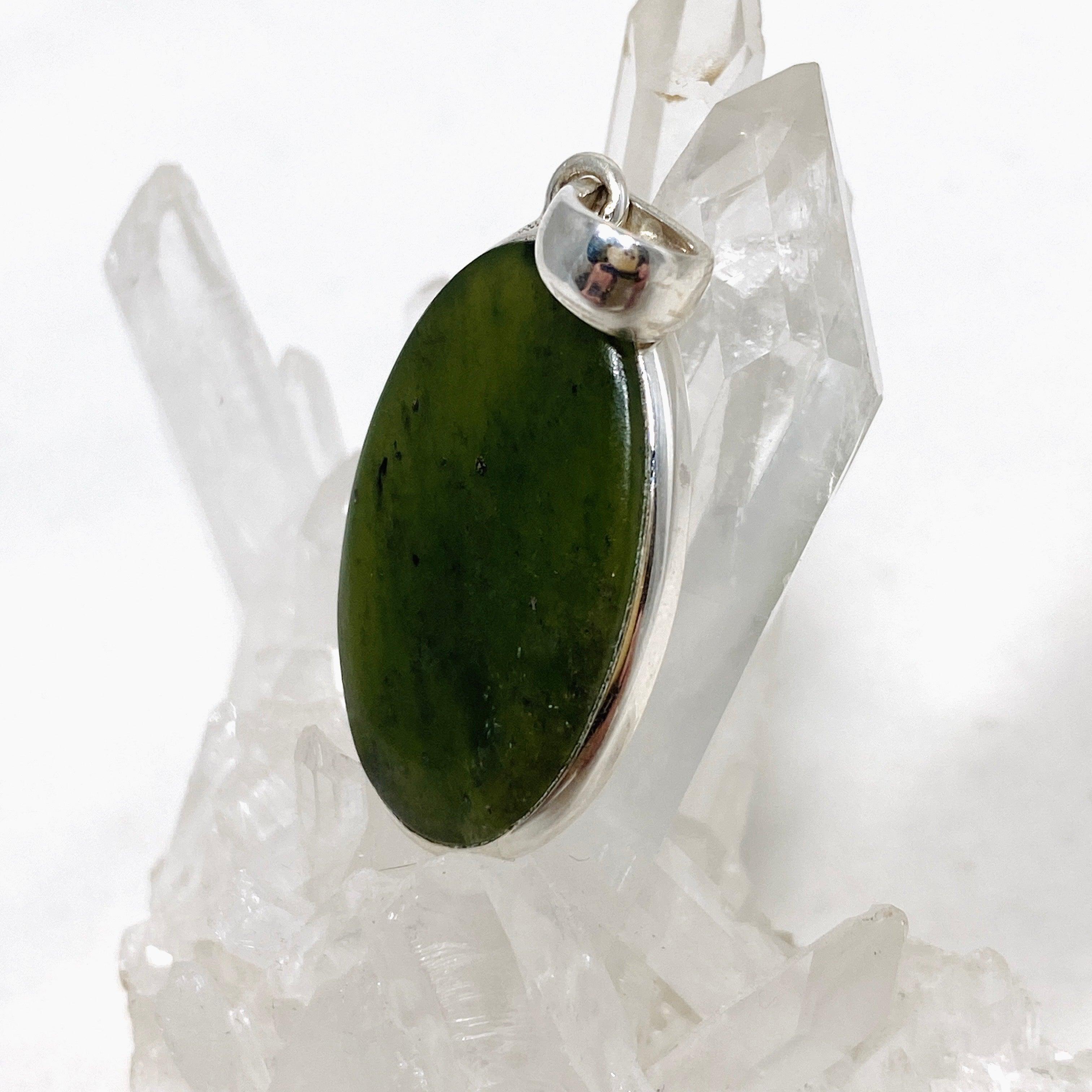 Natural Siberian Jade Nephrite Oval Pendant Necklace - Handcrafted Gemstone Jewelry for Women - Perfect for Gifts, Meditation & Spiritual Healing
