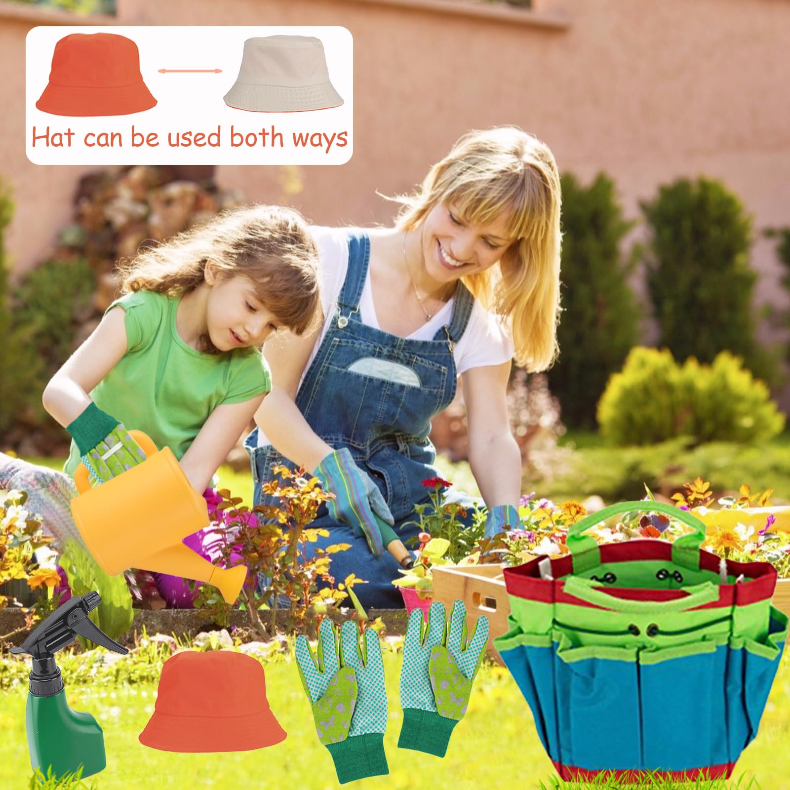 Herego 13-Piece Kids Gardening Tool Set - Shovel, Rake, Fork, Trowel, Apron, Gloves, Watering Can & Tote Bag | Durable Outdoor Toys for Toddlers & Children | Perfect for Gardening, Beach Play & Outdoor Learning Activities