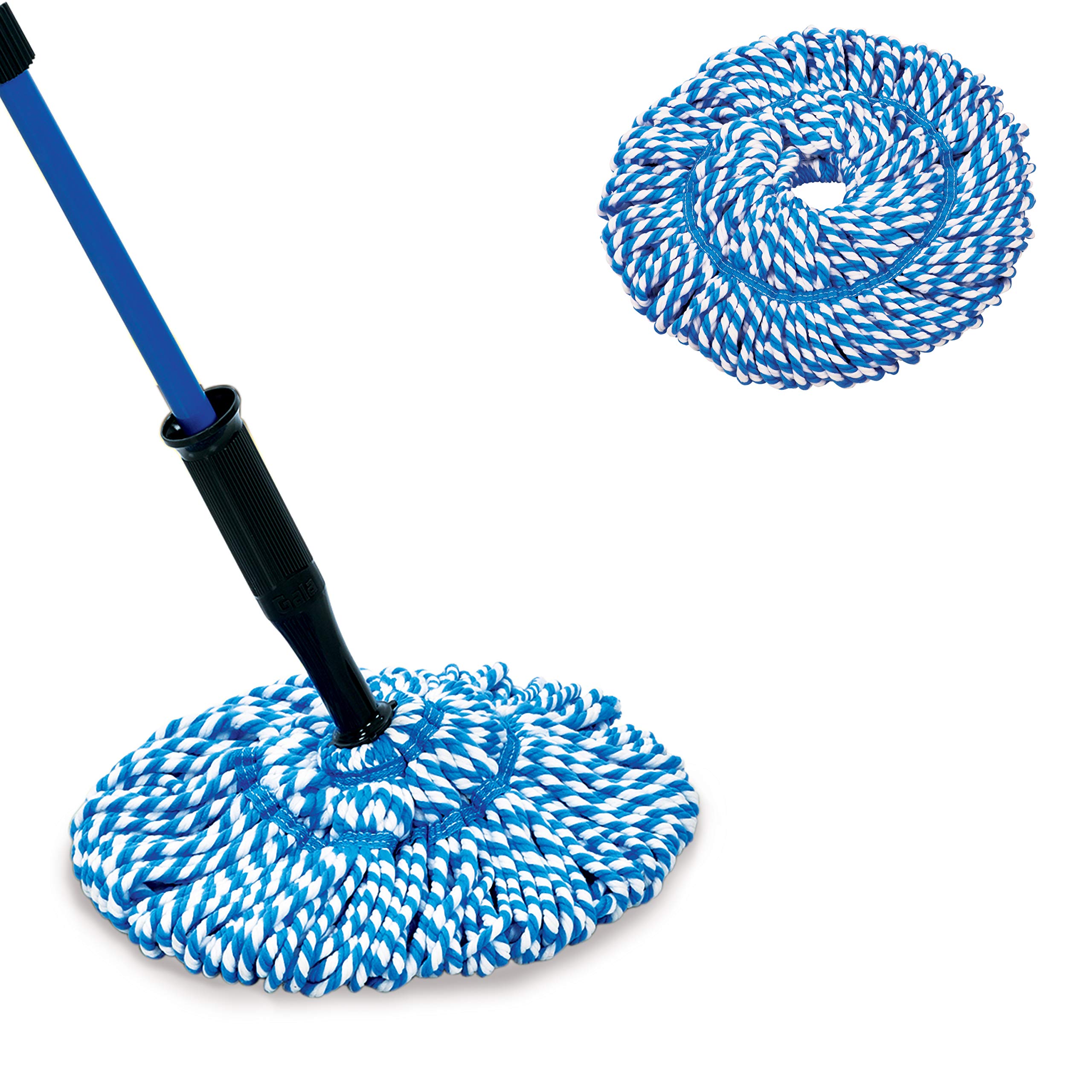 Gala Spin Mop with Extendable Handle & Microfiber Refill (150750) - White & Blue - Easy Floor Cleaning for Hardwood, Tile & Laminate Floors