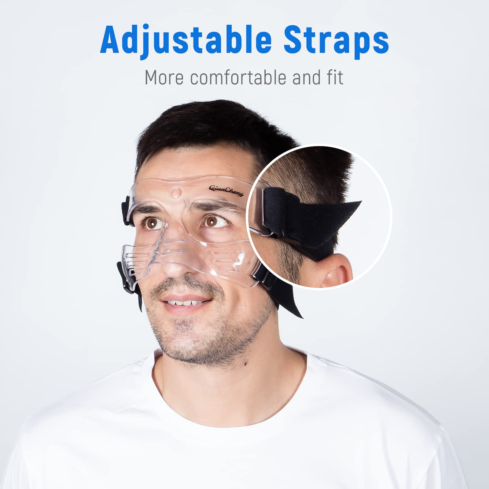 Adjustable Nose Guard Face Shield for Broken Nose - Comfortable Padding for Adults (QC-L5-L) - Ideal for Sports, Recovery & Daily Protection