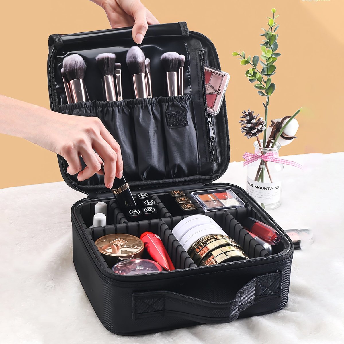 Portable Travel Makeup Cosmetic Bag - Waterproof Organizer for Toiletries & Cosmetics | Perfect for Vacation, Gym, and Daily Use
