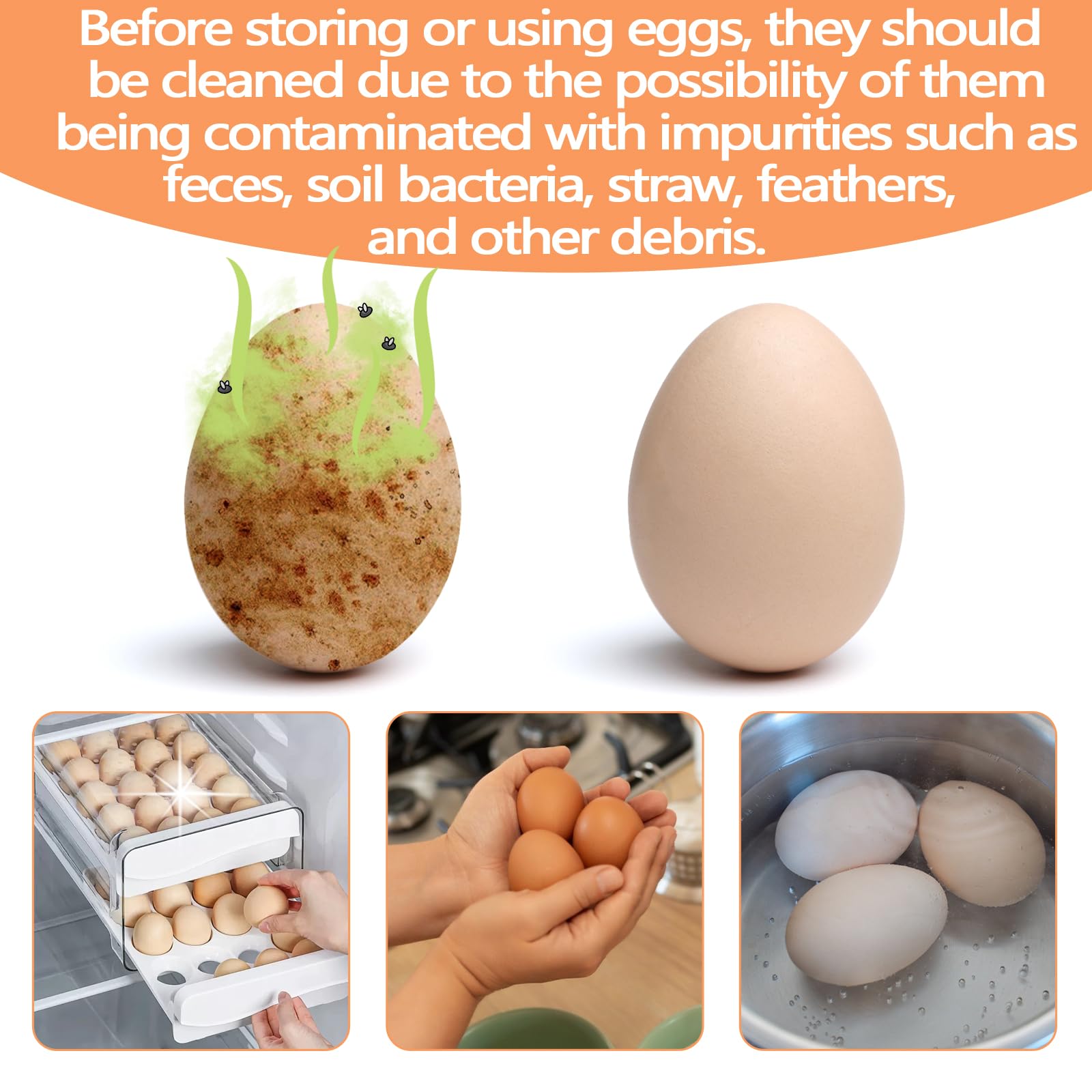 2PCS Silicone Egg Cleaning Brush - Multipurpose Vegetable & Fruit Scrubber Tool, Egg Washer Cleaner for Fresh Eggs - Perfect for Kitchen, Farm, and Home Use
