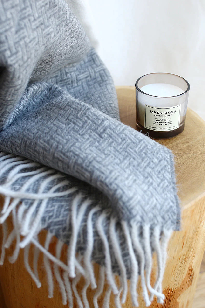 Premium Soft & Sustainable Oxford Wool Throw Blanket - Charcoal Grey - Cozy & Eco-Friendly for Living Room, Bedroom, or Gift Giving