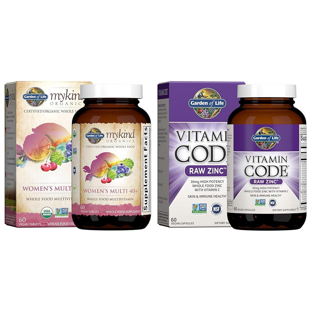 Garden of Life Organics Women's Multivitamin 40+ - 60 Vegan Tablets with High Potency Zinc 30mg, Vitamin C & Multimineral Supplement | Supports Immune Health, Energy & Bone Strength for Women Over 40 | Perfect for Daily Wellness, Active Lifestyles & Menopause Support