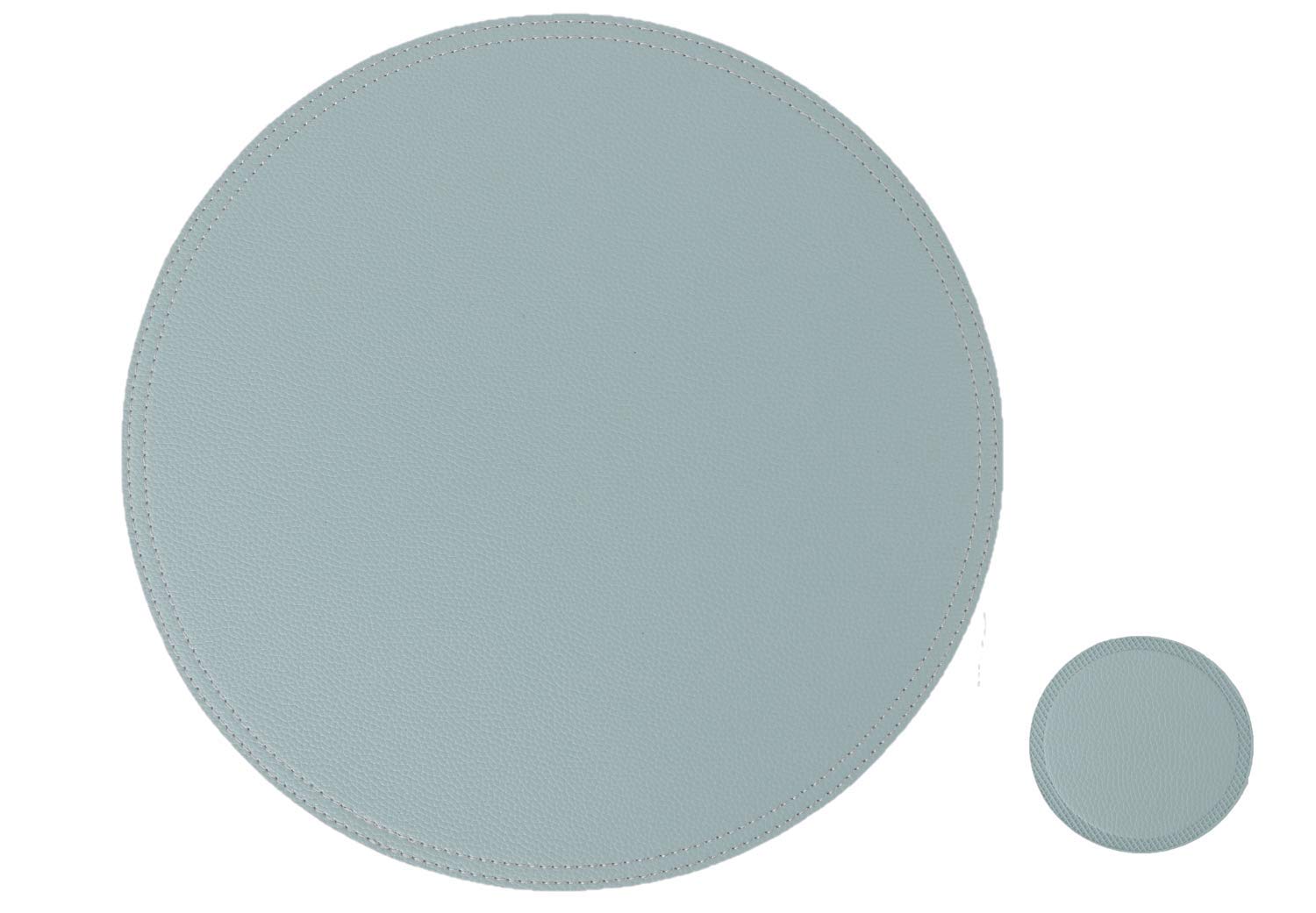 8-Piece Faux Leather Round Placemats and Coasters Set - Waterproof, Stain-Resistant Table Mats for Kitchen & Dining Room - Perfect for Coffee Tables, Dinner Parties, and Everyday Use