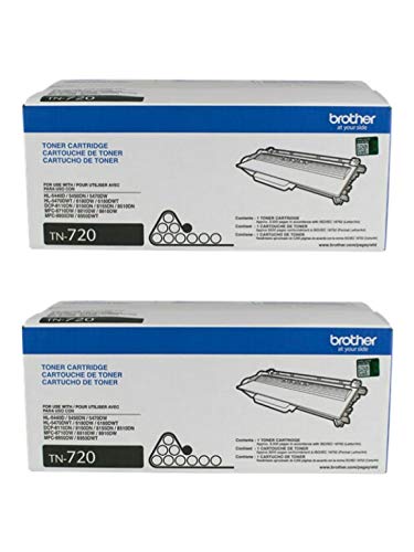 Brother Genuine TN-720 (TN720) Black Laser Toner Cartridge 2-Pack - High Yield Replacement for Brother Printers - Perfect for Home Office & Business Printing