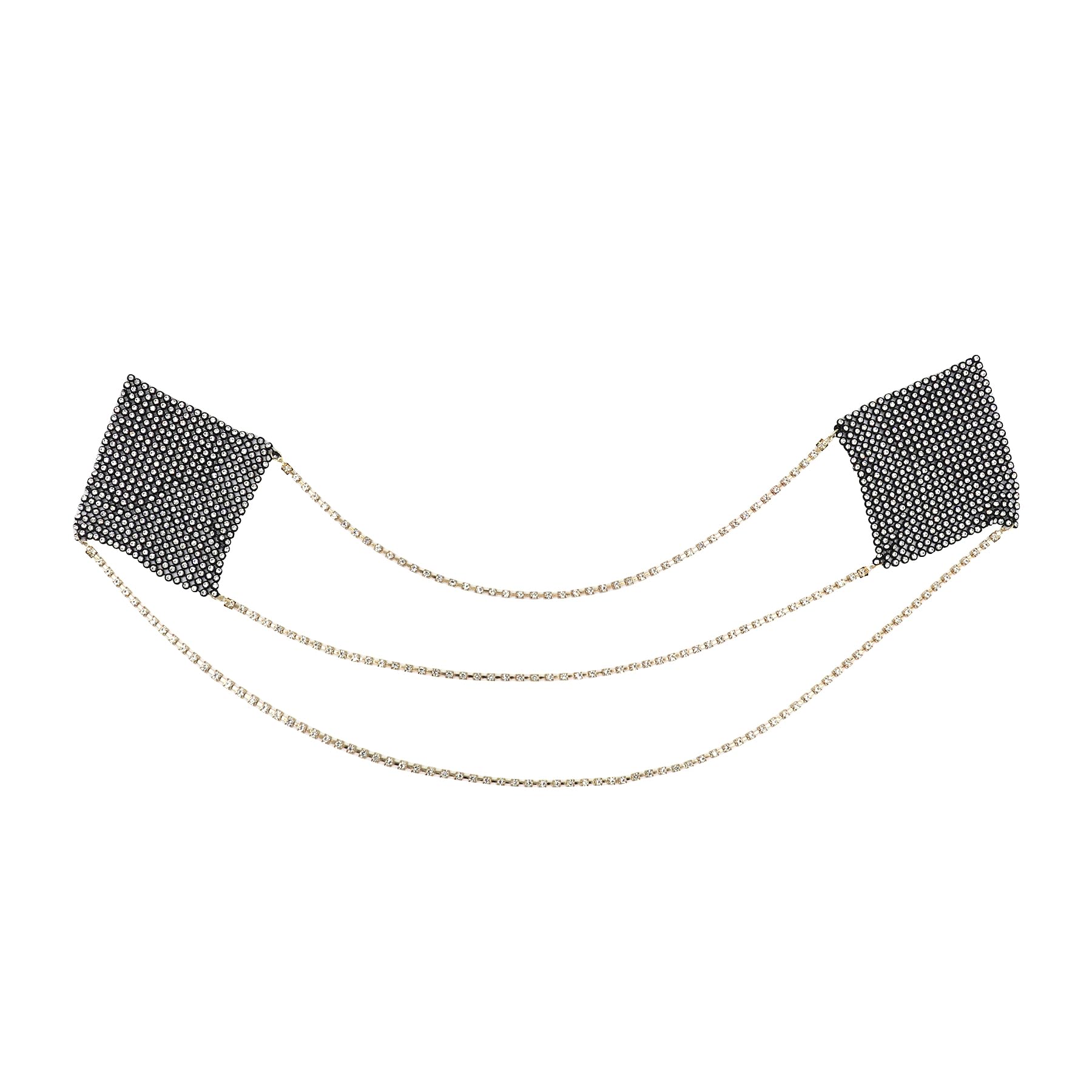 Sparkly Rhinestone Metal Chain Nipple Cover with Tassel - Reusable Adhesive Pasties for Women, Sexy Body Jewelry for Braless Outfits & Festival Wear