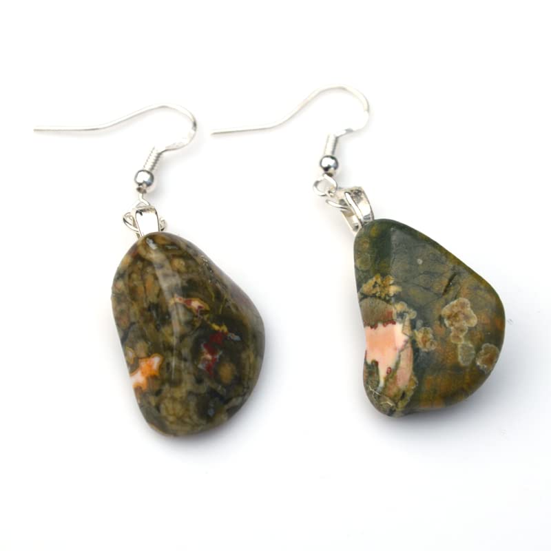 Natural Rhyolite Stone Sterling Silver Earrings for Women - Elegant Dangle Earrings for Everyday Wear, Office & Special Occasions