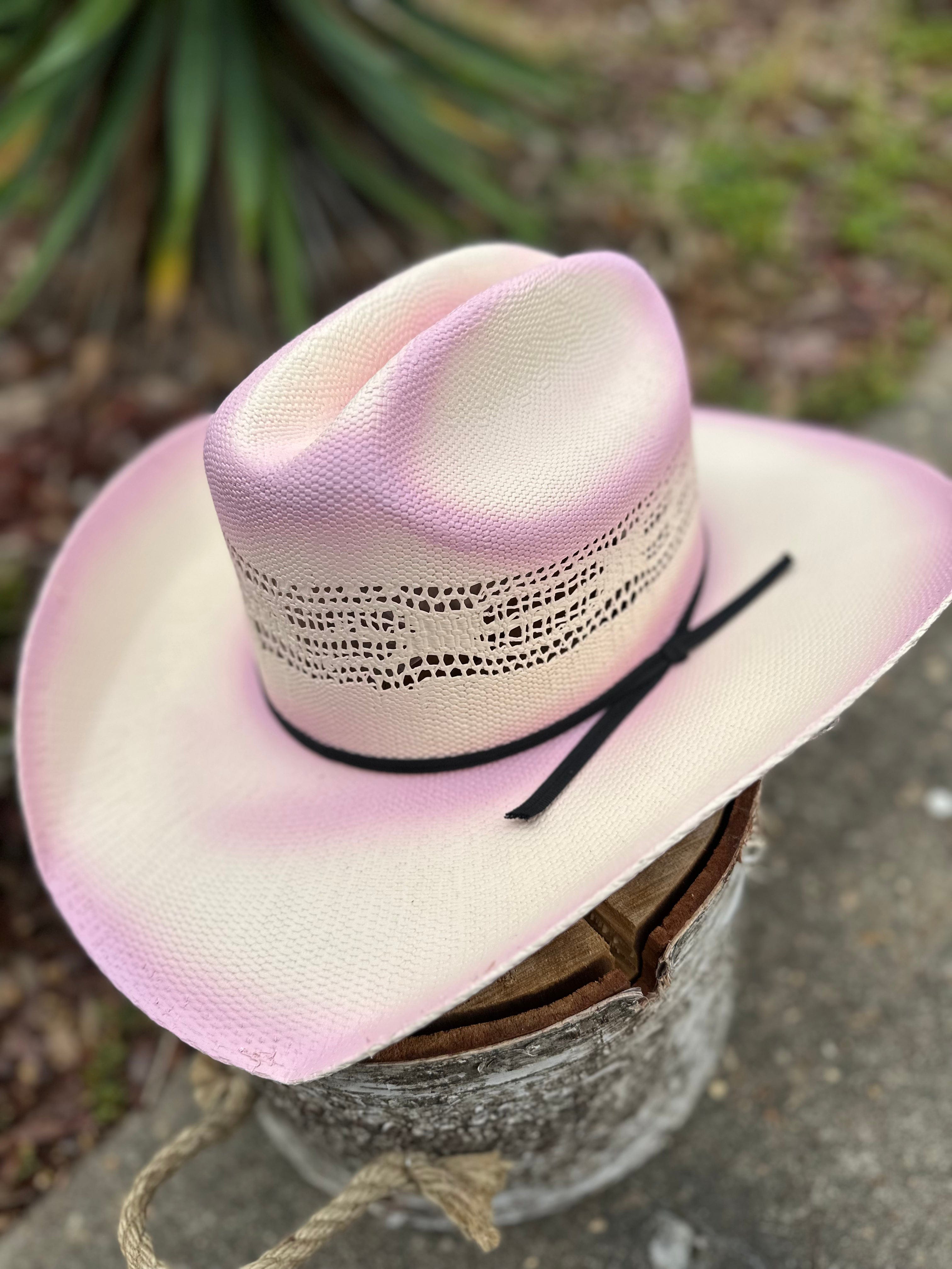 Pink Straw Cowgirl Hat for Women - Western Style Summer Sun Hat for Outdoor Rodeo, Beach, and Country Music Festivals