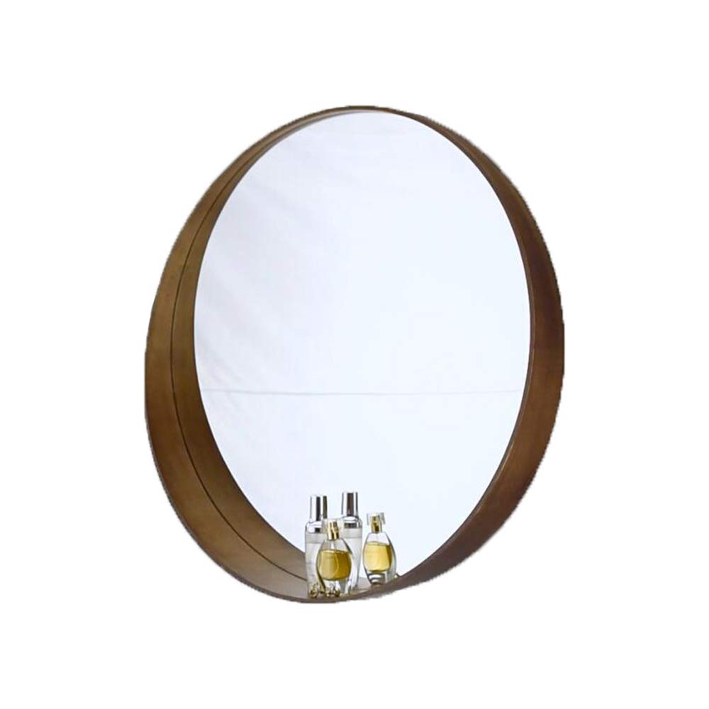 BFG Latin Round Wall Mirror - 24 Inch Brown Framed Glass Mirror for Bedroom, Bathroom, Vanity & Decor | Rustic Wall Mounted Mirror Perfect for Makeup, Entryway & Home Decor