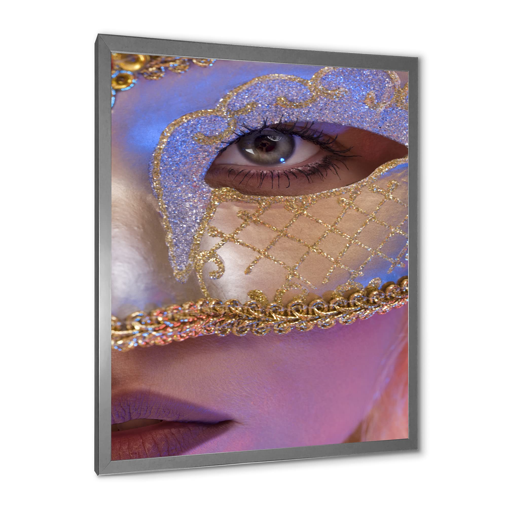DesignQ Venetian Mask Modern Framed Wall Art - Elegant Home Decor for Living Room, Bedroom & Office | Perfect Gift for Housewarming & Holidays