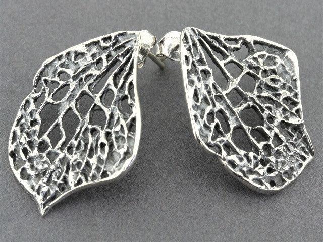 Oxidized Silver Petal Stud Earrings for Women - Elegant Floral Design for Everyday Wear & Special Occasions