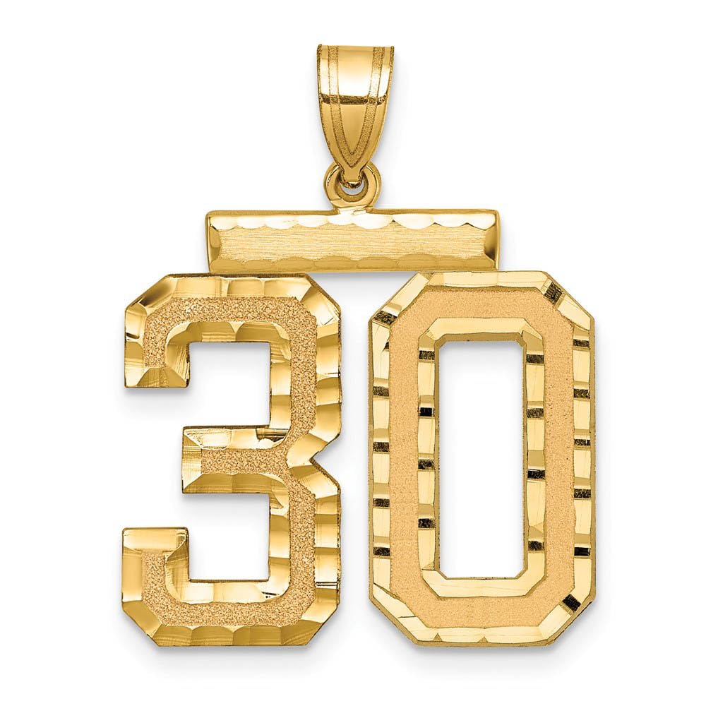The Black Bow 14k Yellow Gold Varsity Collection Large D/C Pendant Number 30 - Perfect for Graduation Gifts and Sports Enthusiasts