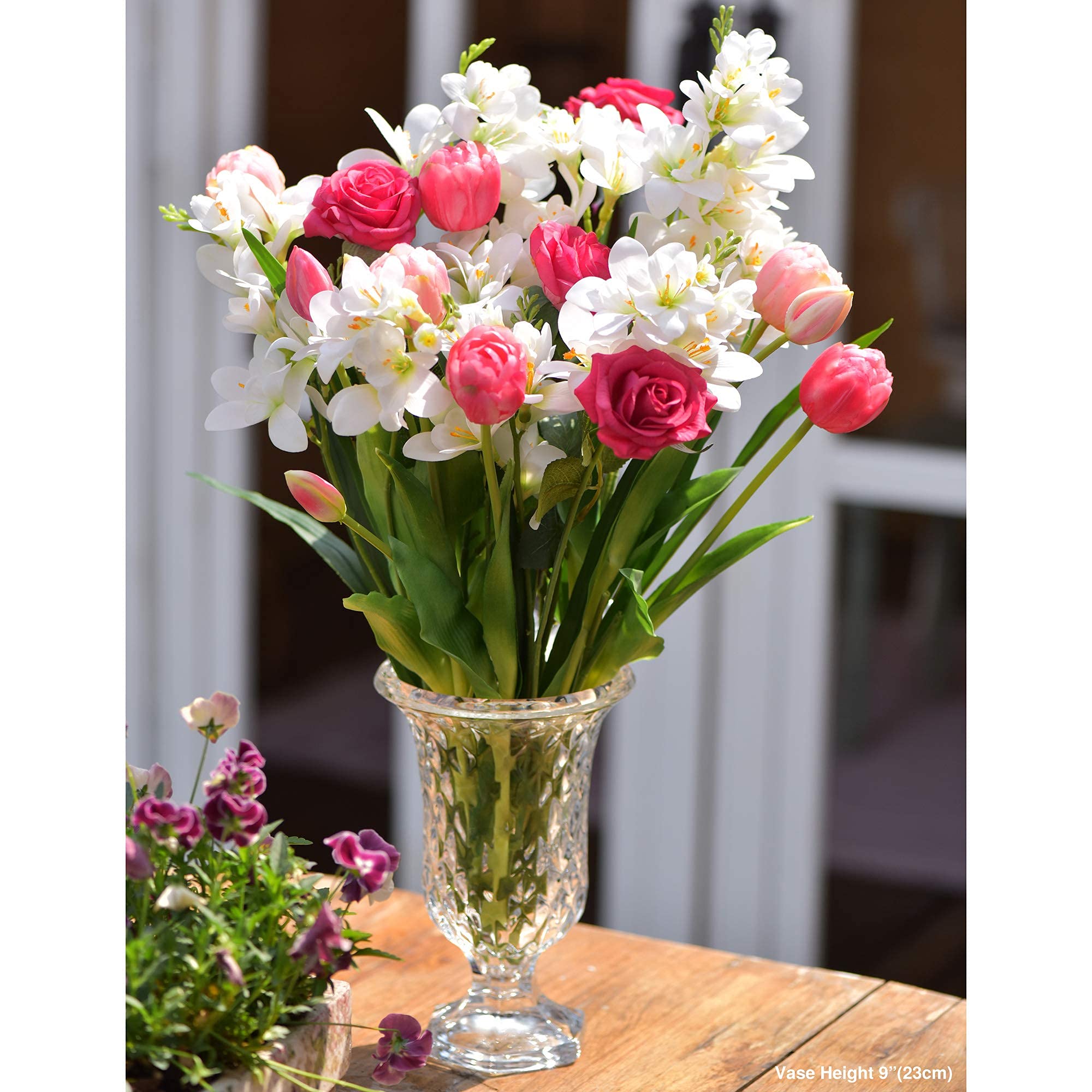 FiveSeasonStuff Real Touch Tall Freesias Artificial Flowers (6 Stems) - Lifelike Wedding Bouquet & Home Decor - Cheerful White - Perfect for Bridal Arrangements, Centerpieces, and Living Room Decorations