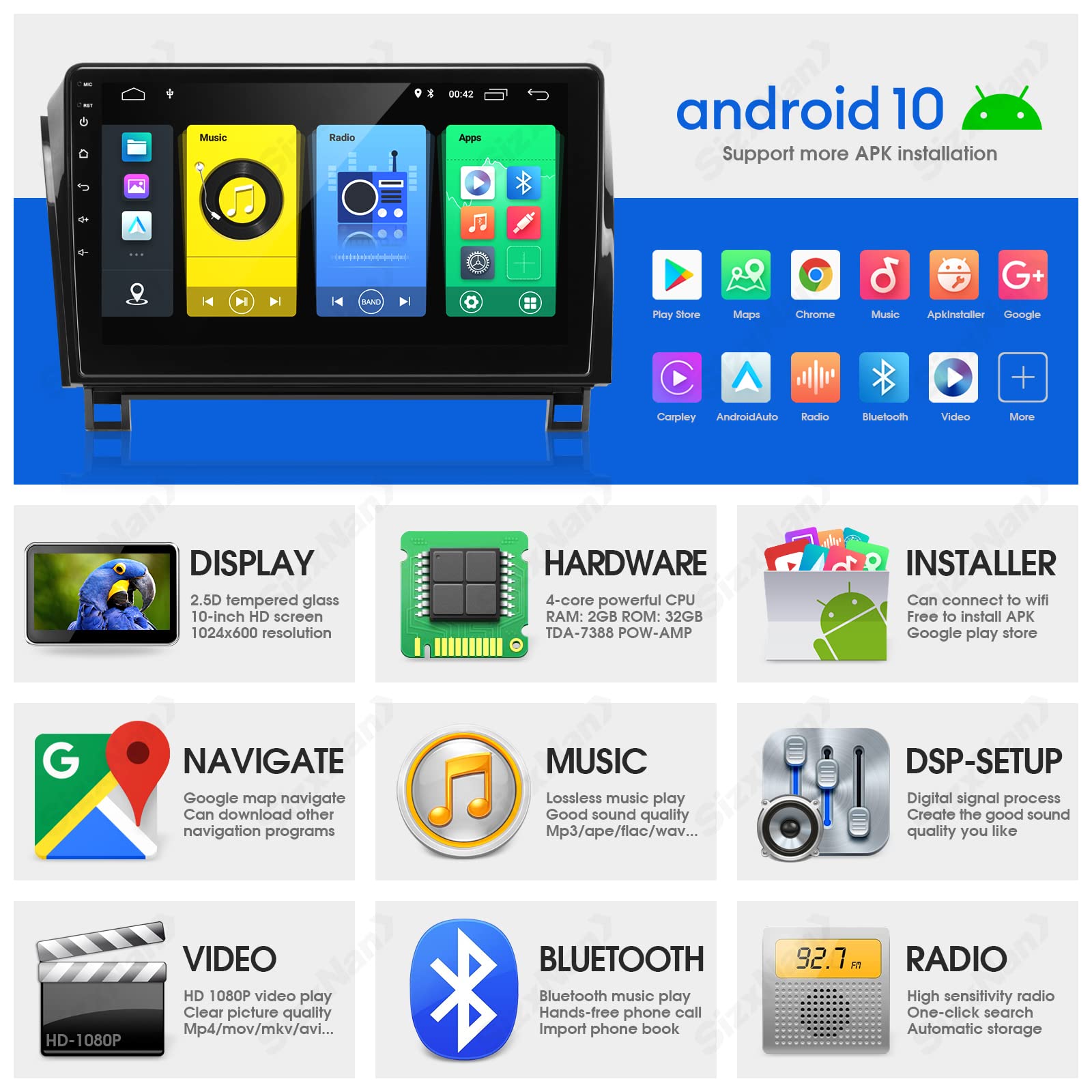 **2007-2013 Toyota Tundra & Sequoia CarPlay Android Auto Touchscreen Stereo - Bluetooth, GPS, WiFi, FM/AM Radio - Upgrade Your Ride for Navigation & Entertainment**    *(Perfect for road trips, daily commutes, and hands-free calling with seamless smartphone integration.)*