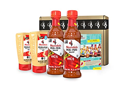 Nando's PERi-PERi Spicy Sauce Bundle - 2 Hot Chili Sauces & 2 PERinaise Mayonnaise (4-Pack) | Perfect for Grilling, BBQ, Wings & Sandwich Topping
