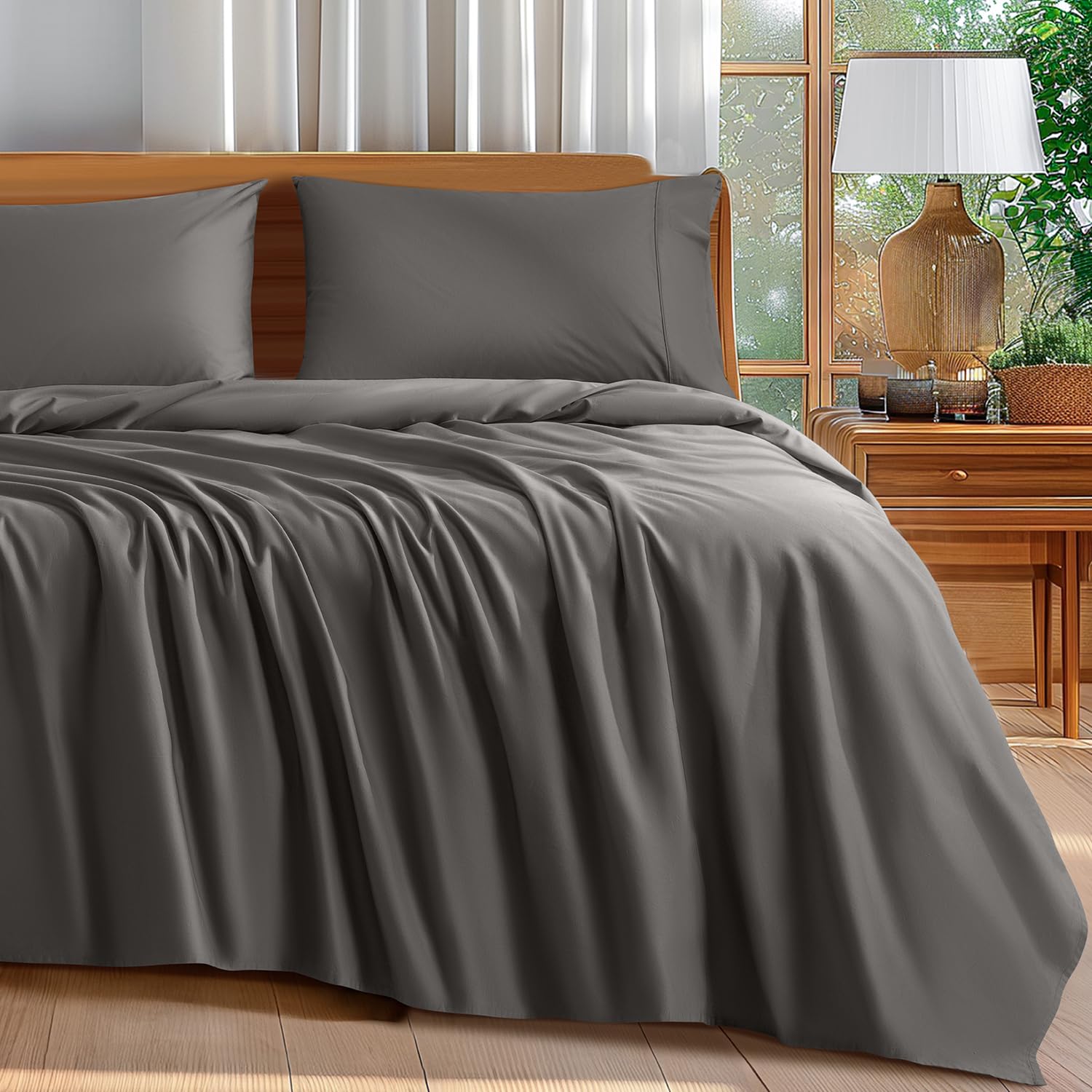 Premium 100% Egyptian Cotton Queen Size Sheet Set - 600 Thread Count Luxury Bedding, Breathable & Cooling 5-Star Hotel Quality Sheets with 16