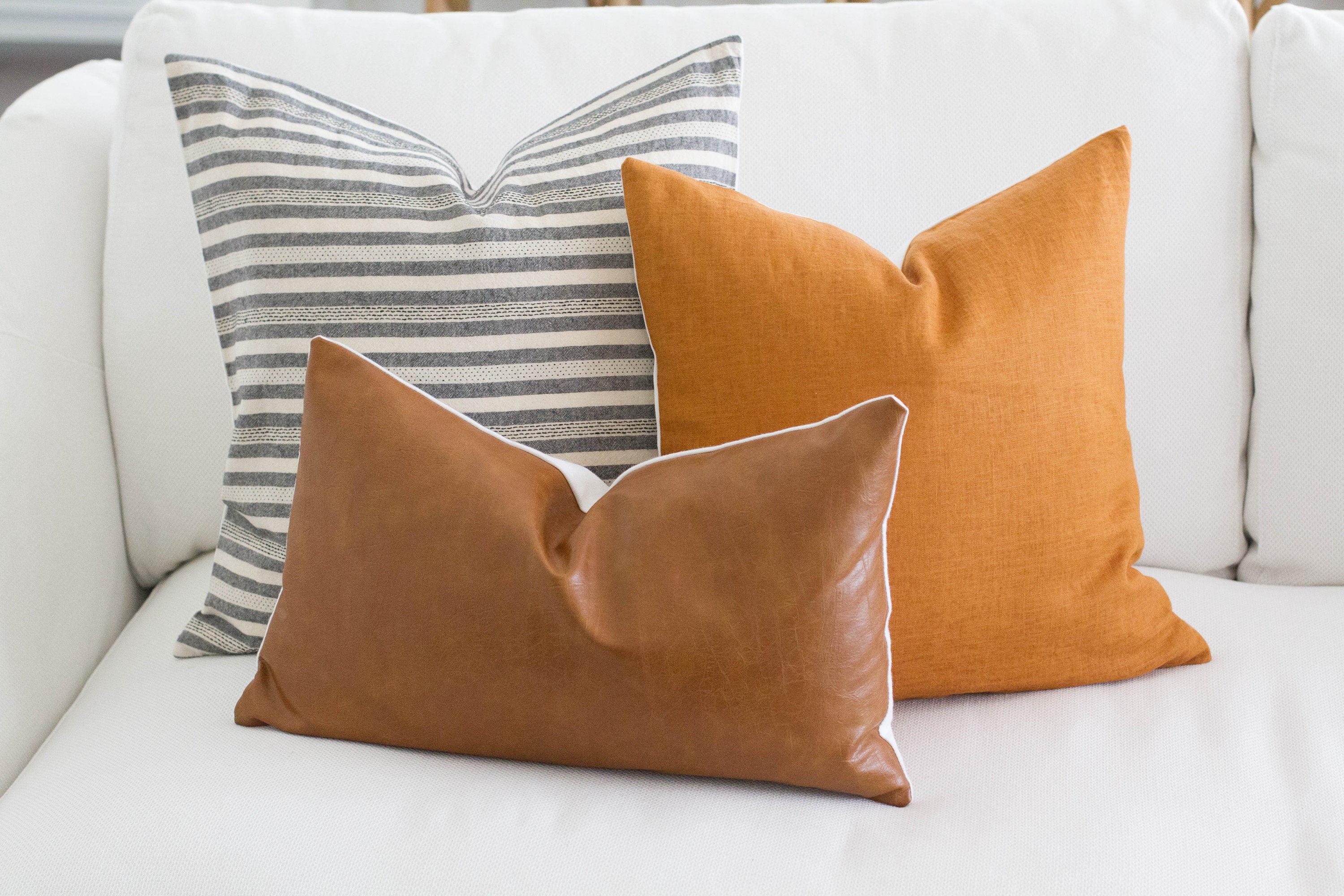 Boho Stripe Pillow Cover - 18x18 Inch Decorative Cushion Case for Sofa, Bed, Couch - Soft Cotton Linen Blend - Perfect for Bohemian, Farmhouse & Eclectic Home Decor