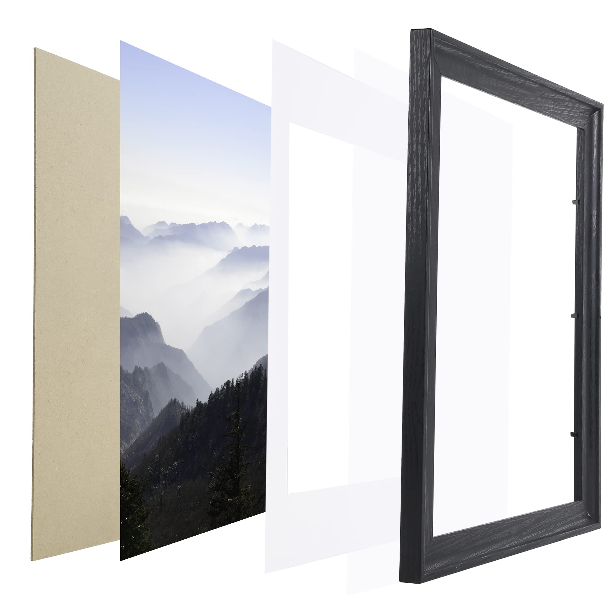 9x12 Wood Picture Frame with Mat - Display 9x12 or 6x8 Photos - Ultra Edge Arc Wooden Poster Frame (1 Pack) - Perfect for Home Decor, Office Display & Gift Giving