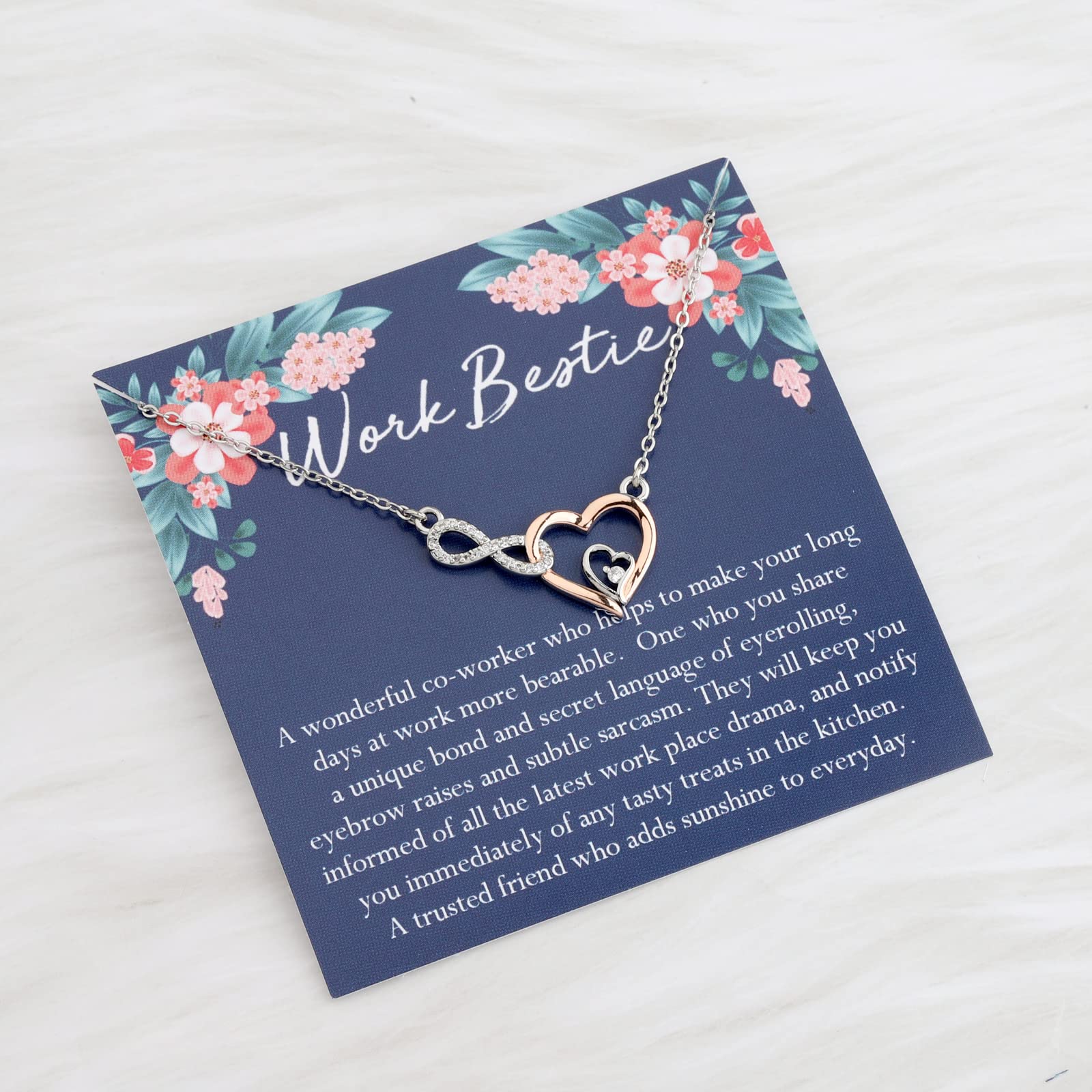 Bestie Gift Necklace - Double Heart Pendant for Coworkers & BFFs - Office & Daily Wear