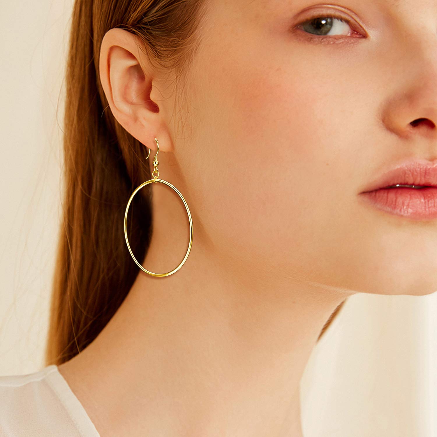 Sterling Silver/Rose Gold/Gold Plated Large Hoop Earrings for Women - 40mm/50mm/60mm Circle Dangle Drop Earrings - Perfect for Parties, Weddings & Everyday Wear