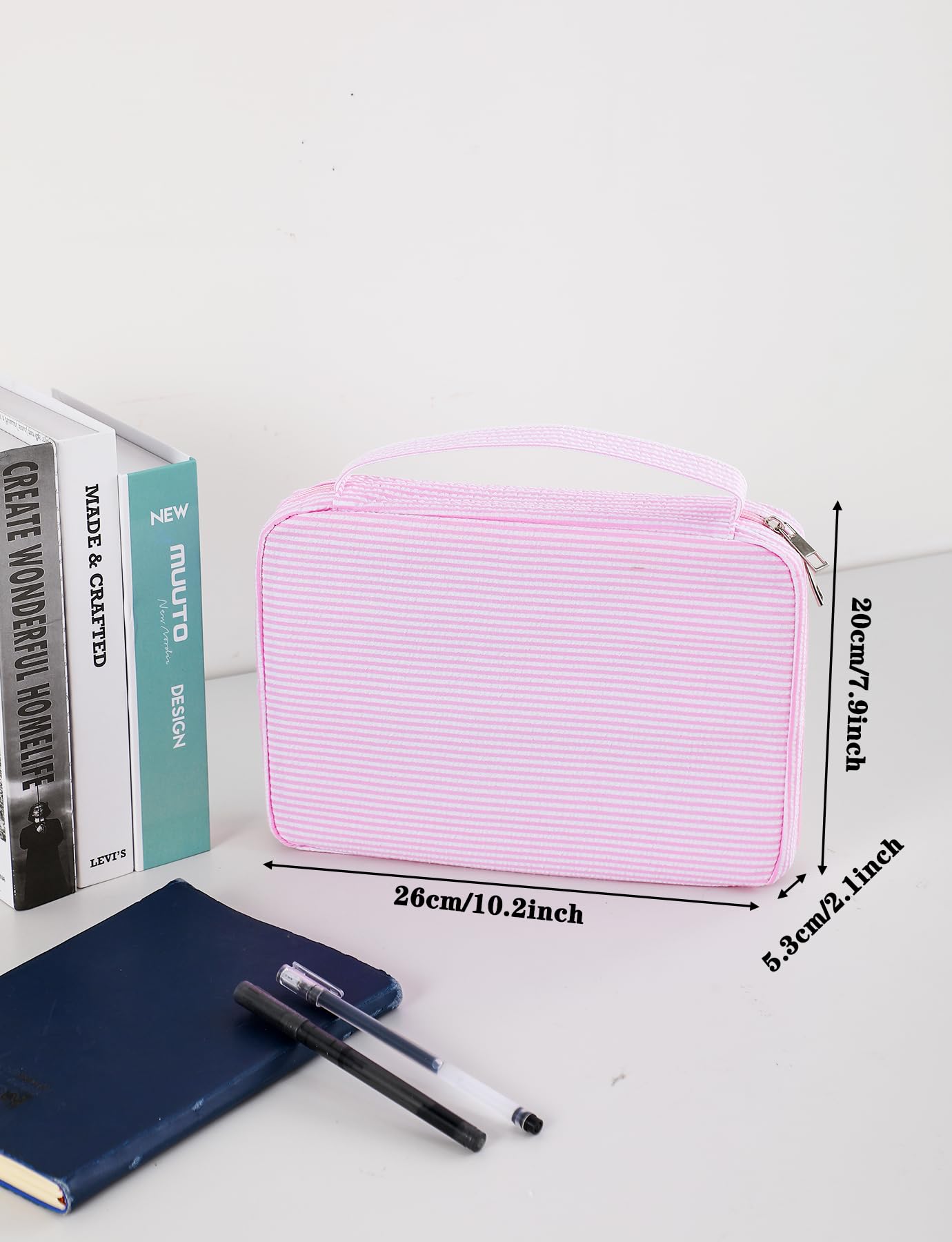 Women's Bible Cover with Top Handle - Striped Protective Book Case & Church Bag for Christian Gifts (Pink) | Perfect for Church Services, Bible Study & Travel