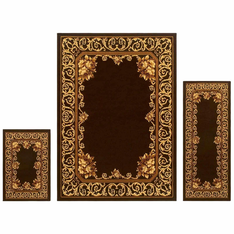 Victorian Oriental Traditional Medallion 3-Piece Indoor Area Rug Set - Perfect for Living Room, Bedroom & Dining Room Decor
