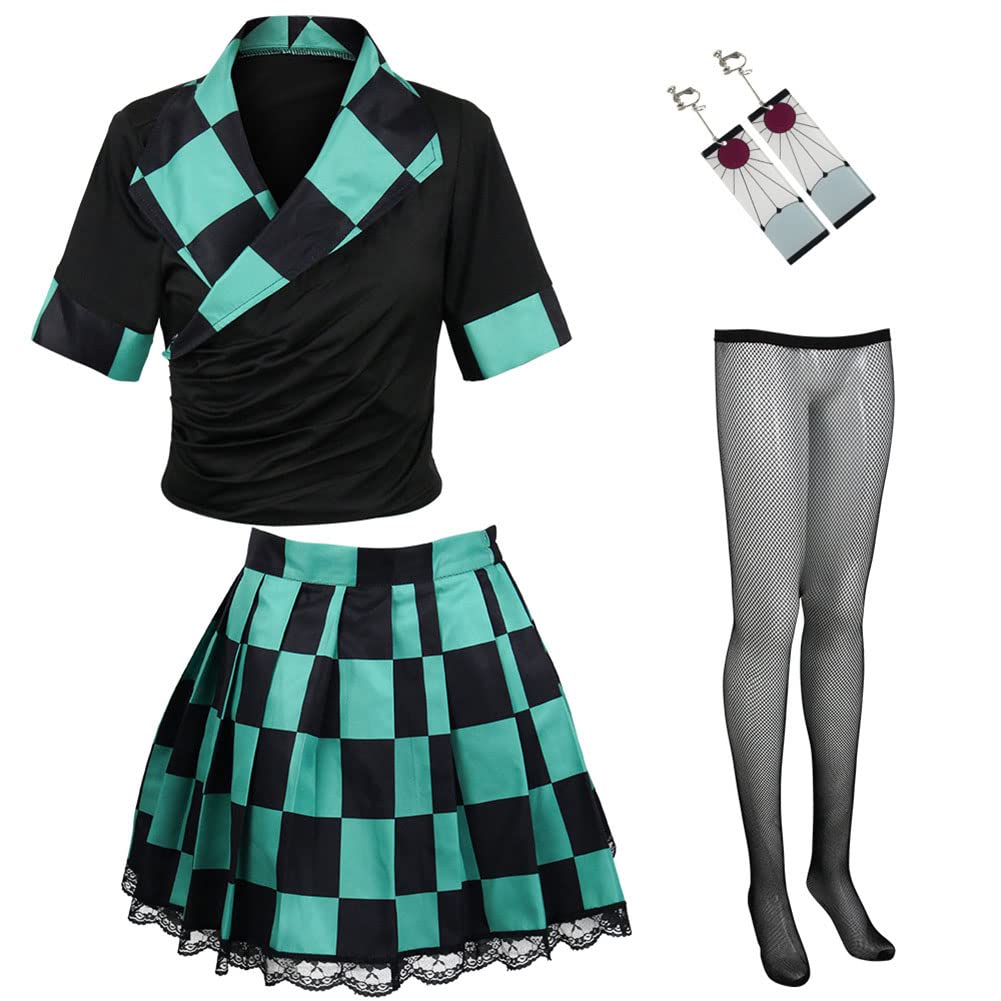 Anime Cosplay Costume for Women - Dress Uniform Outfit with Earrings & Stockings | Perfect for Halloween, Cosplay Events & Themed Parties
