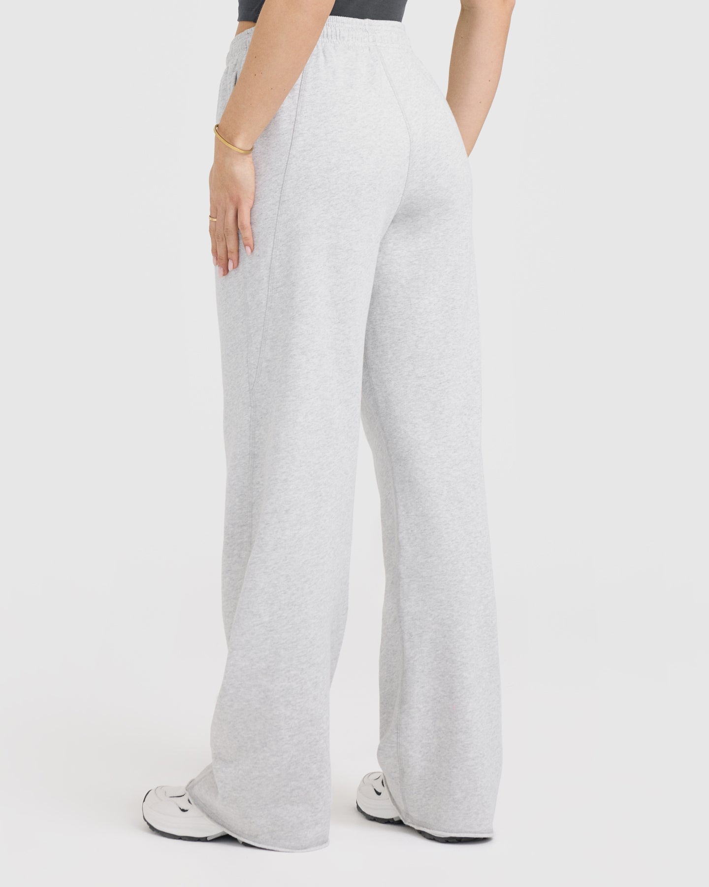 Raw Lounge Wide Leg Joggers for Women - Light Grey Marl Sweatpants | Comfortable Lounge Pants for Yoga, Running & Casual Wear