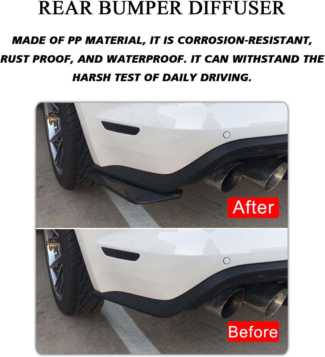 Universal V2 Style Rear Bumper Lip Splitters Guard - 2PCS Set for Car Body Styling & Protection - Perfect for Sports Cars, Tuner Vehicles & Automotive Enthusiasts