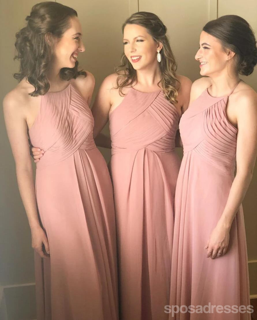 Elegant Mismatched Blush Pink Chiffon Long Bridesmaid Dresses - WG687 | Perfect for Weddings, Formal Events & Special Occasions