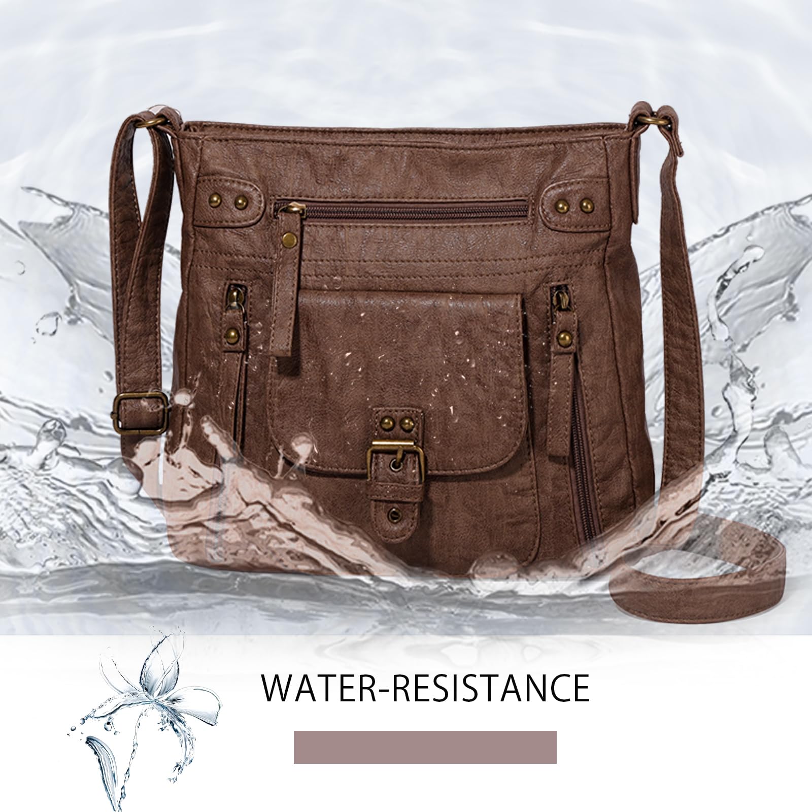 KL928 Women's Crossbody Bag with Multiple Pockets - Medium PU Leather Shoulder Purse for Everyday Use, Travel & Shopping