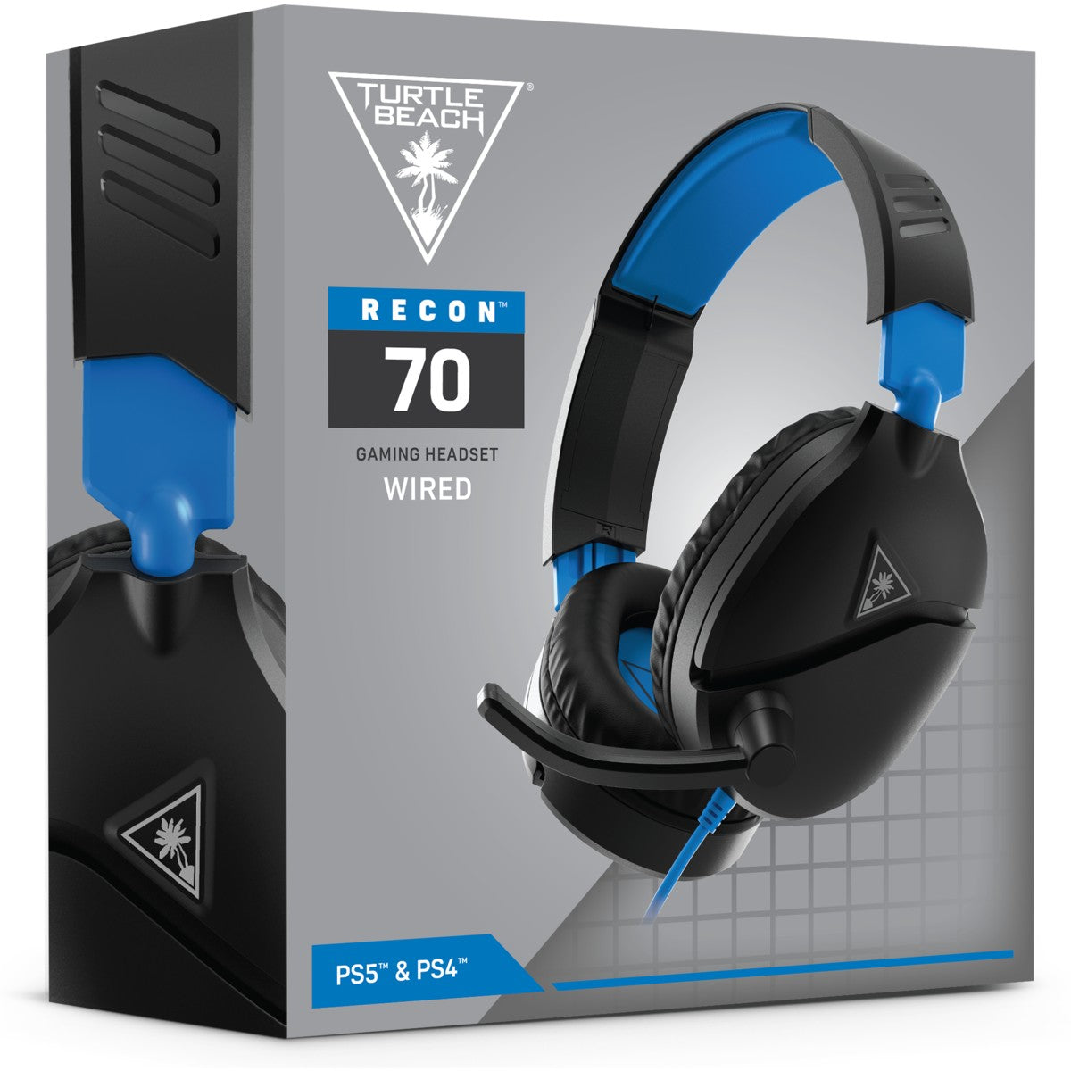 Turtle Beach Recon 70 Wired Gaming Headset - Lightweight & Comfortable with 40mm Speakers - Compatible with PS5, PS4, Xbox One, Series X, Nintendo Switch & PC (Black/Blue) - Perfect for Competitive Gaming & Long Sessions