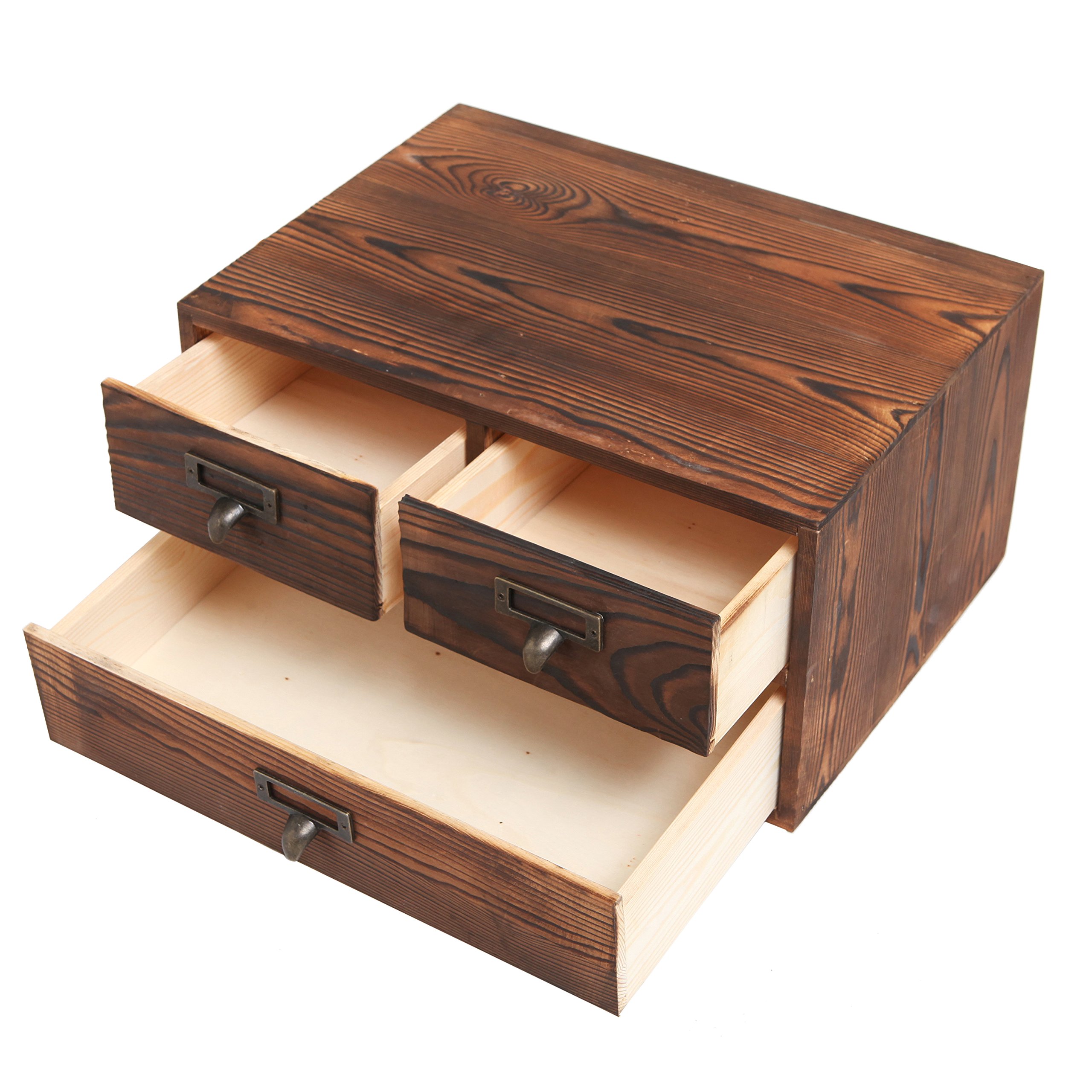 MyGift Dark Brown Wooden Desk Organizer with 3 Drawers - Office & Craft Storage Cabinet for Supplies, Sewing Kits, Stationery | Perfect for Home Office, Craft Room & Workspace Organization
