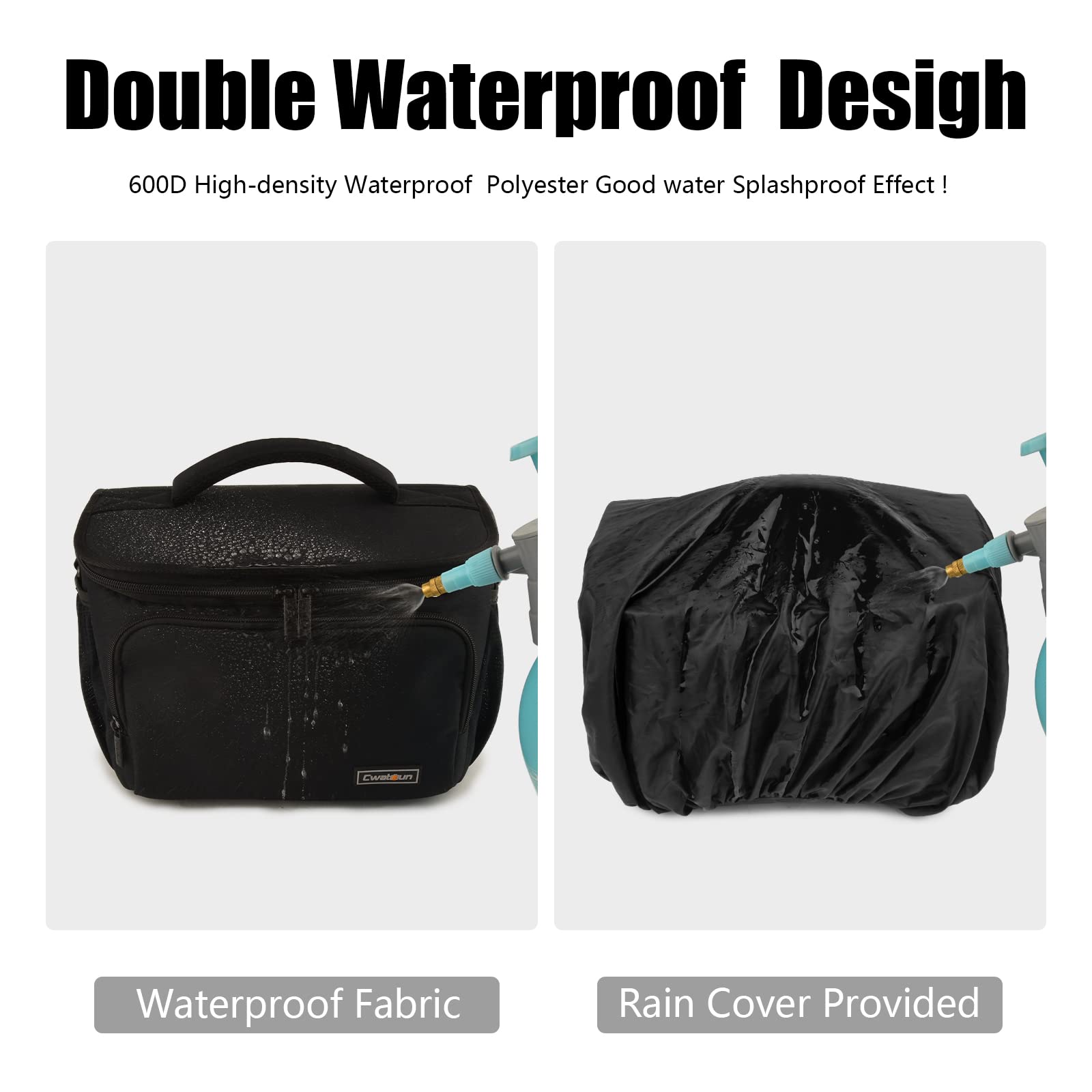 Compact Waterproof Camera Bag for Canon Nikon Sony DSLR & Mirrorless Cameras - Crossbody Shoulder Bag with Lens Storage (Large, Black) - Perfect for Travel, Hiking & Outdoor Photography