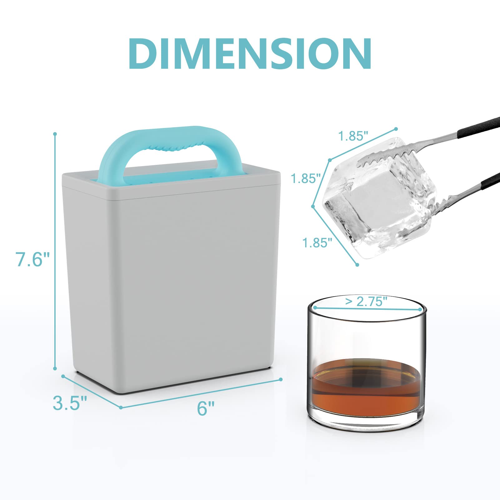 SMART&COOL Clear Ice Cube Mold - 2 Square Ice Cube Trays for Refrigerators | Perfect for Cocktails, Whiskey & Iced Drinks