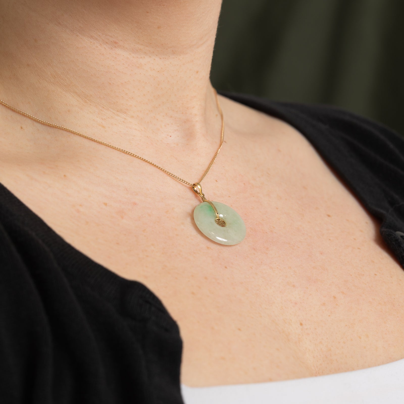20.00ct Chinese Donut Jadeite Pendant - Natural Green Jade Necklace for Women | Perfect for Meditation, Spiritual Healing & Fashion Jewelry