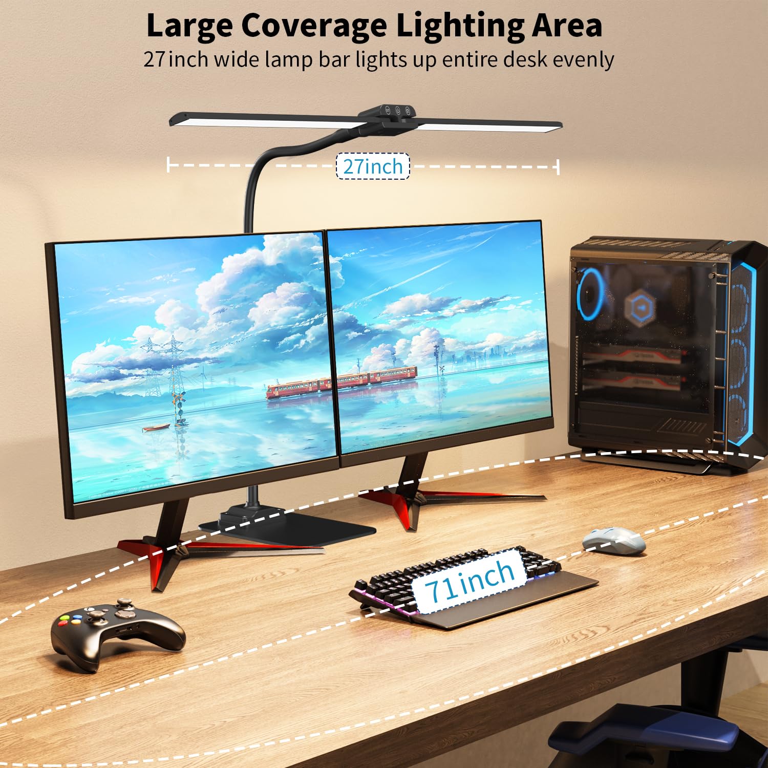 KableRika Dual LED Desk Lamp - Adjustable Brightness Eye-Caring Light for Home Office, Reading & Computer Work - Dimmable Task Lighting with Sturdy Base - Perfect for Studying, Drafting & Nighttime Workspaces