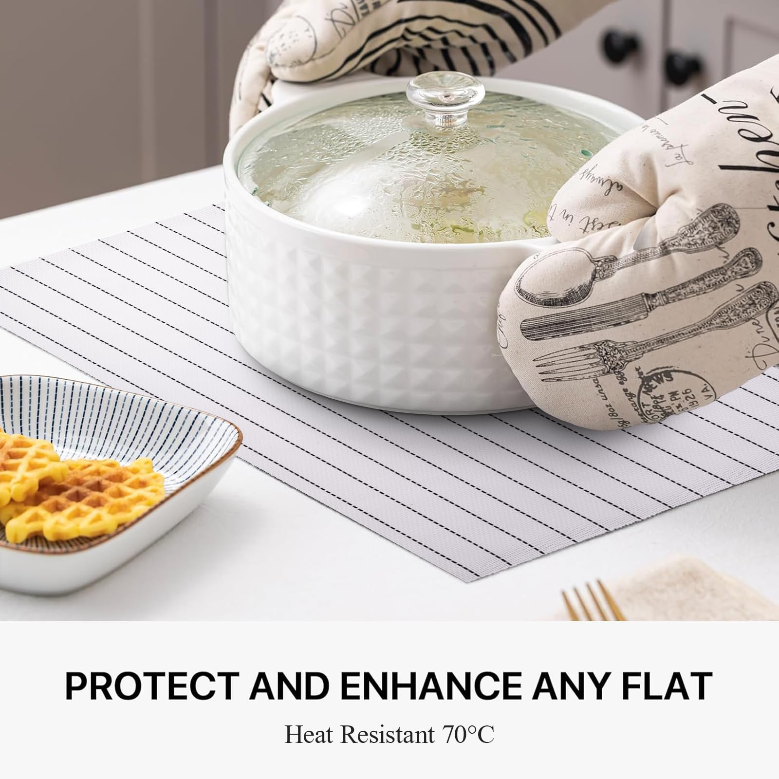 Premium Polyester Silk Dining Table Mats Set of 4 - 45x30cm Heat-Resistant & Easy Clean Table Decor - Elegant White Placemats for Formal Dinners, Holiday Gatherings & Everyday Use