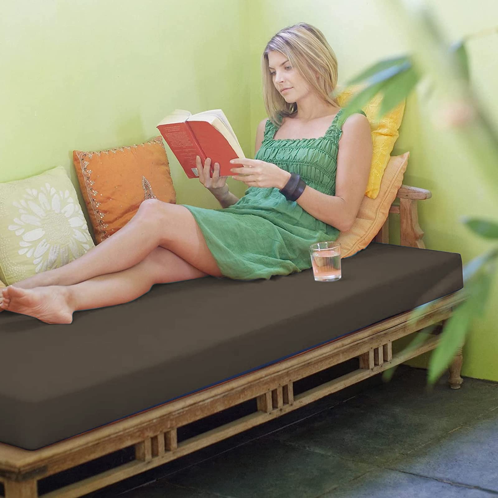 Outdoor Patio Bench Cushion - Waterproof Garden Swing Cushion with Non-Slip Backing | Sunbrella Fabric for Wicker Loveseat & Indoor Sofa | Perfect for Backyard, Deck, and Poolside Relaxation