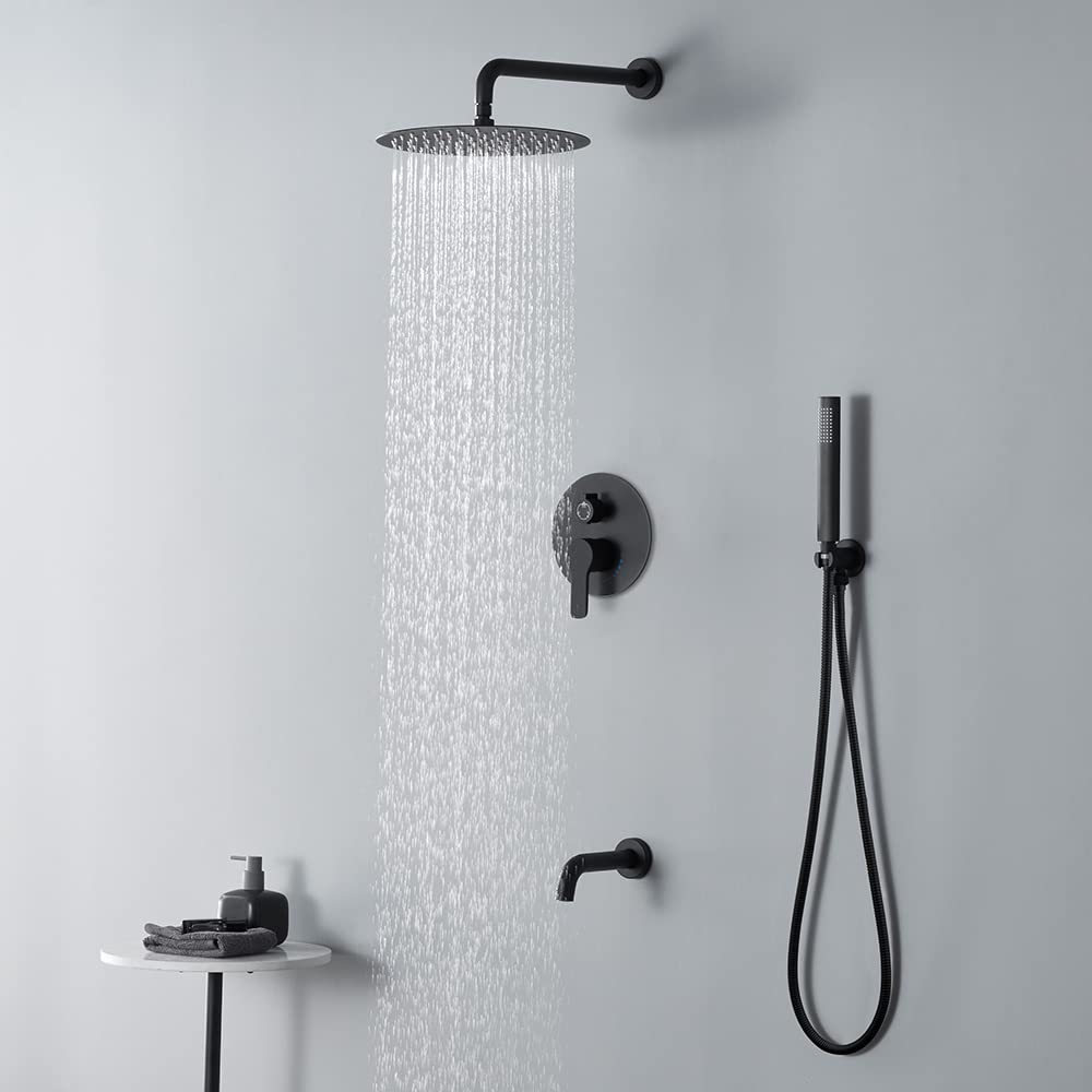 Premium Matte Black Shower System with 12