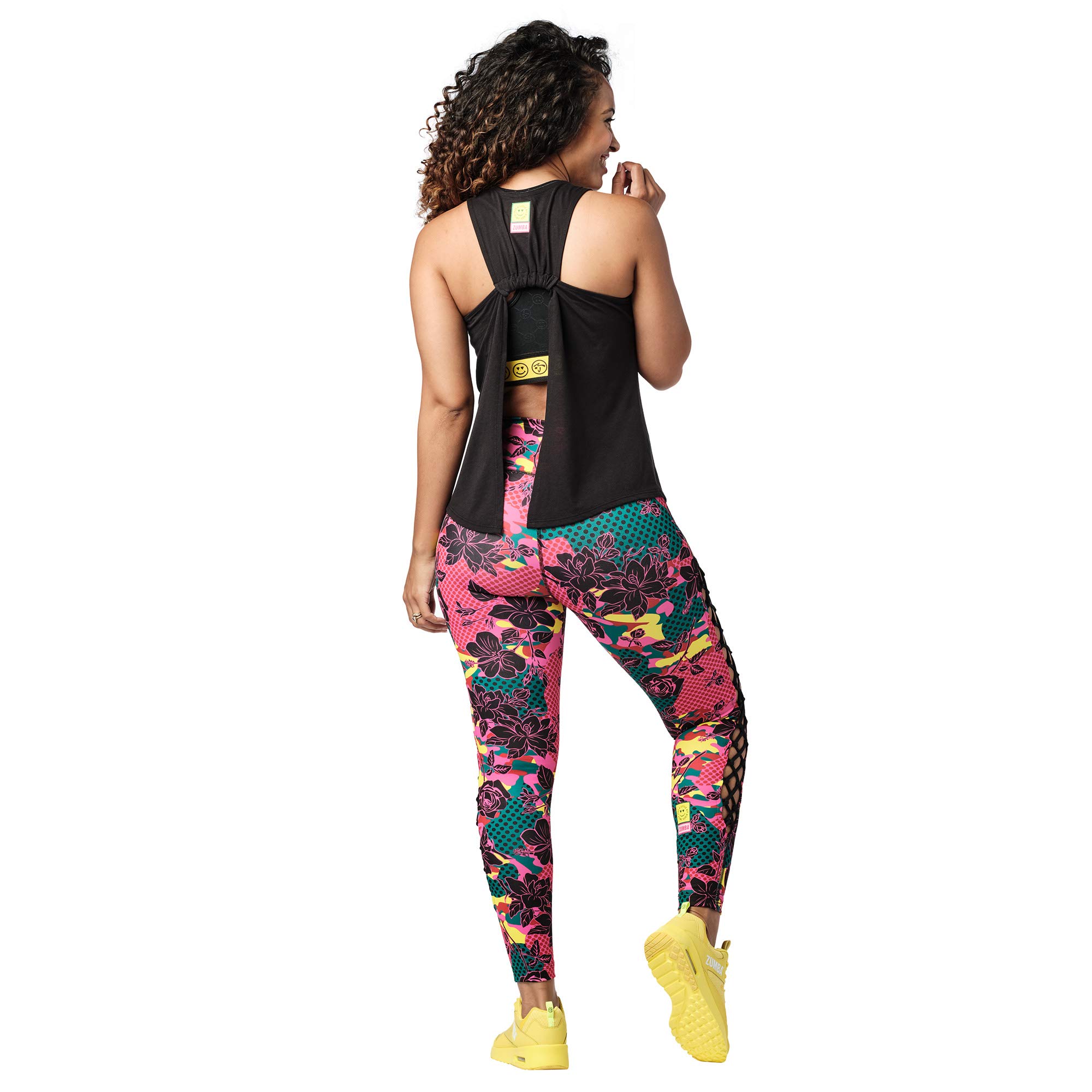 ZUMBA Dance Fitness Open Back Workout Tank Tops for Women - Breathable Yoga Activewear, Bold Black, Size XS - Perfect for Dance Classes, Gym & Summer Workouts