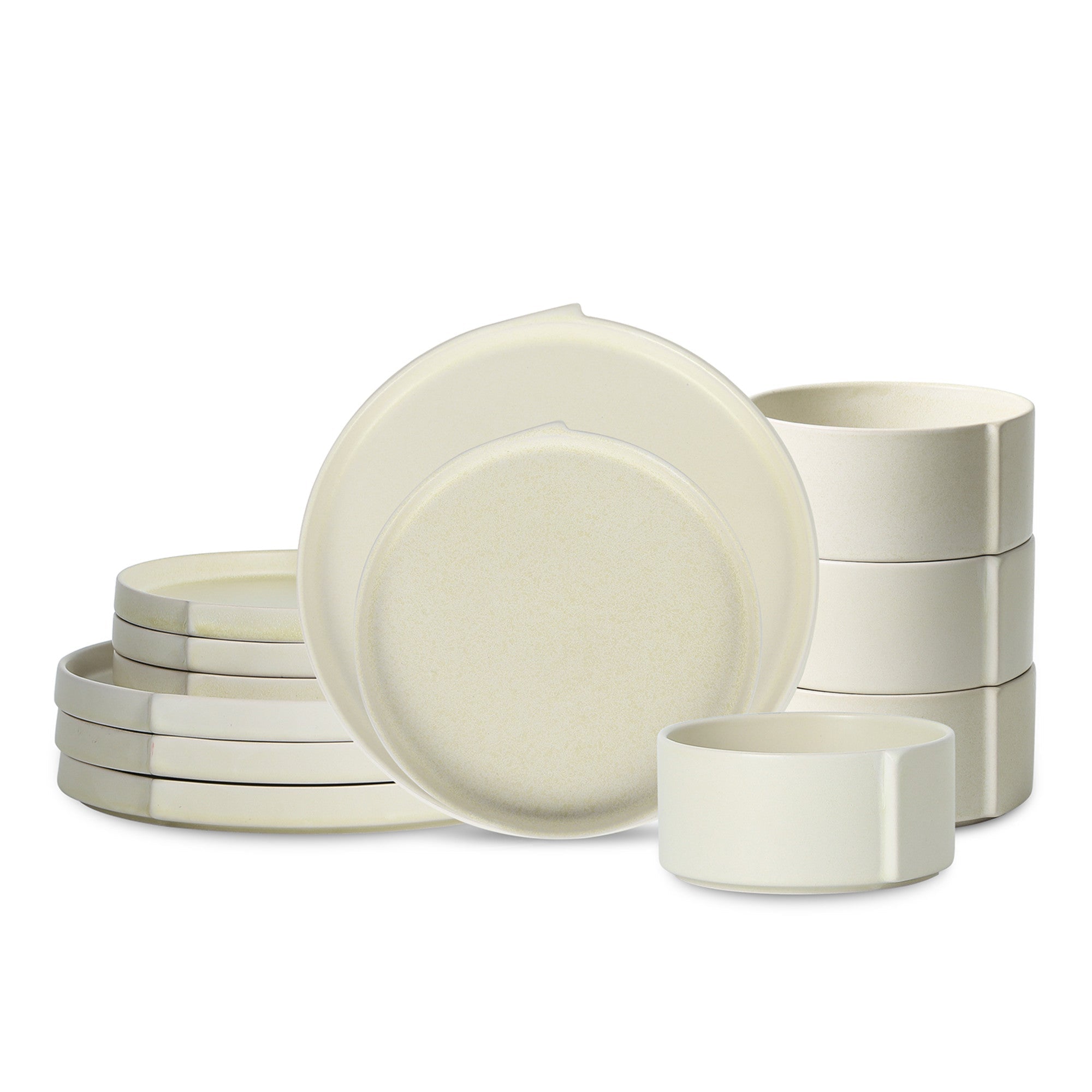 Premium Bao Stoneware Dinnerware Set - Elegant Beige Ceramic Plates, Bowls & Mugs - Perfect for Family Dinners, Restaurant Use & Home Entertaining