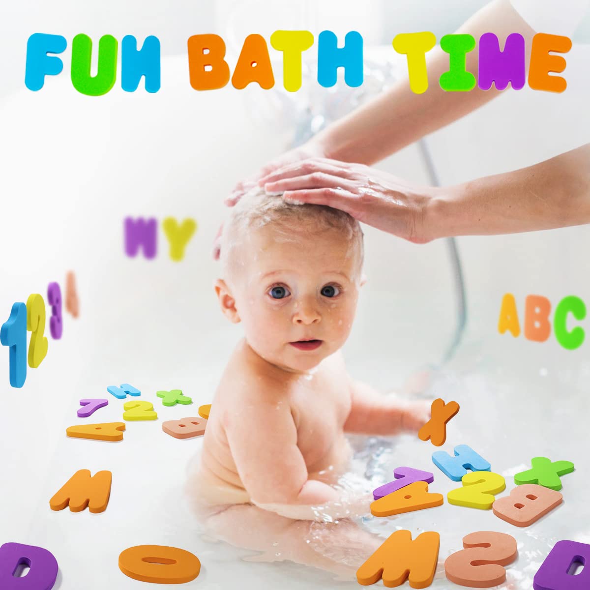 Jiosdo 36-Piece Foam Bath Letters & Numbers Set with Mesh Storage Bag & Hooks - Educational Alphabet & Number Learning Toys for Toddlers & Kids - Perfect for Bathtime Fun, Early Learning & Sensory Play