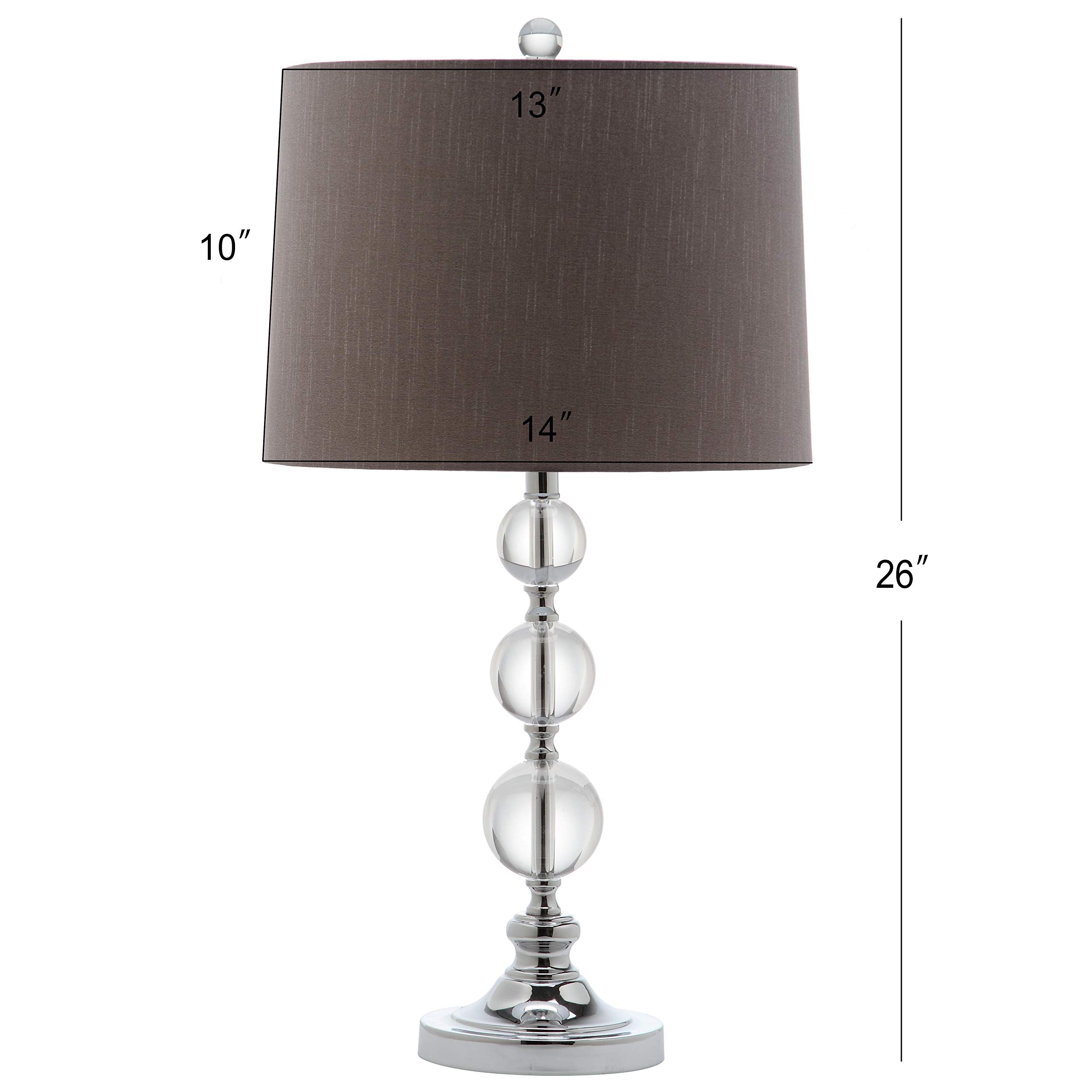 SAFAVIEH Keeva Modern Crystal Ball Table Lamp Set of 2 with Grey Shade - 27 Inch LED Bedside Lamp for Bedroom, Living Room, Home Office & Nightstand (Bulbs Included) | Elegant Lighting for Reading, Relaxation & Home Decor