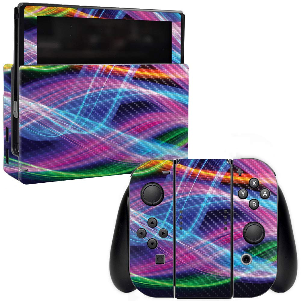 Premium Carbon Fiber Skin for Nintendo Switch - Light Waves Design | Protective & Durable Textured Cover | Easy to Apply & Remove | Made in USA | Perfect for Gaming Protection & Style Enhancement