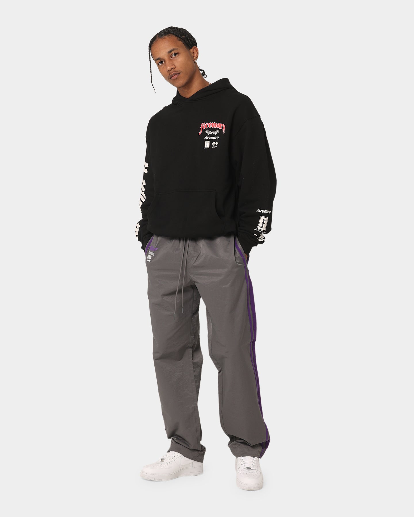 404 Racer Trackpant Charcoal/Purple - Men's Athletic Joggers for Running, Gym & Casual Wear - High Performance Workout Pants with Comfort Fit